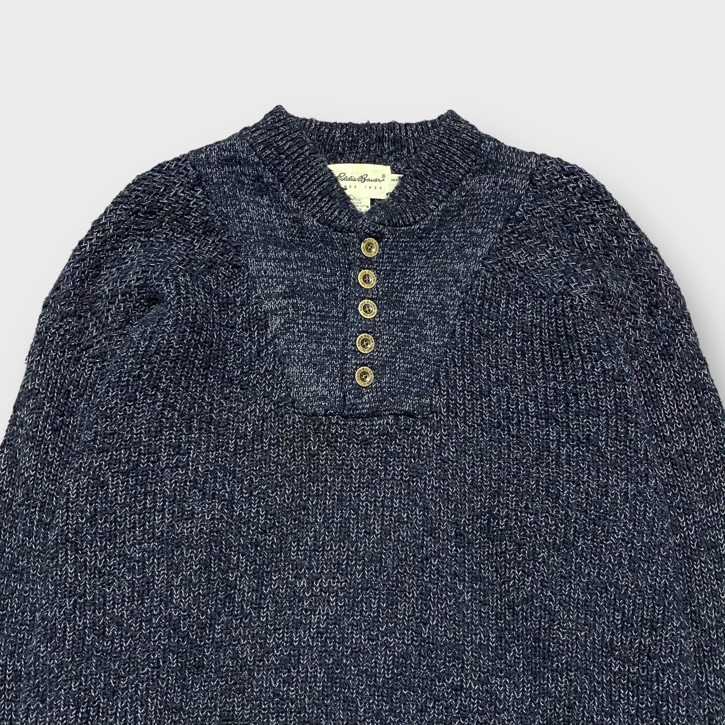 90's "Eddie Bauer" Henry neck knit sweater