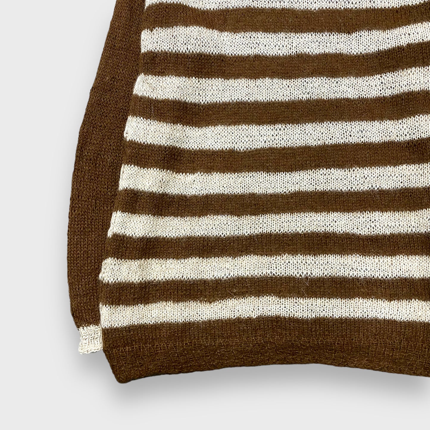 Border pattern mohair knit sweater