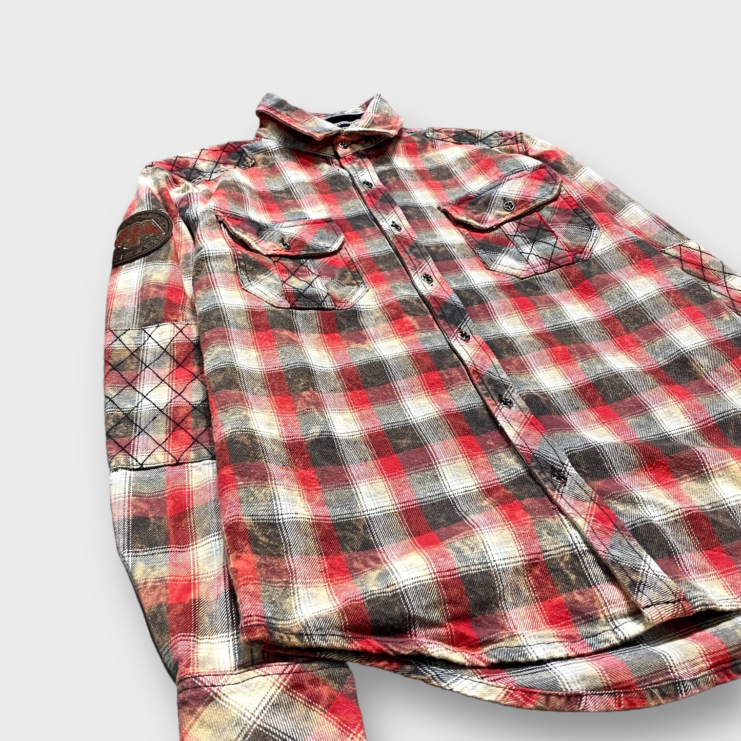 "AFFLICTION" Ombre check pattern shirt