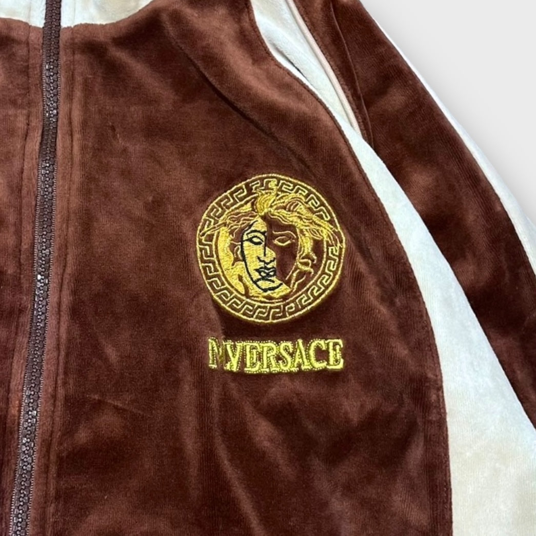 "M.VERSACE" Over sized velour track jacket