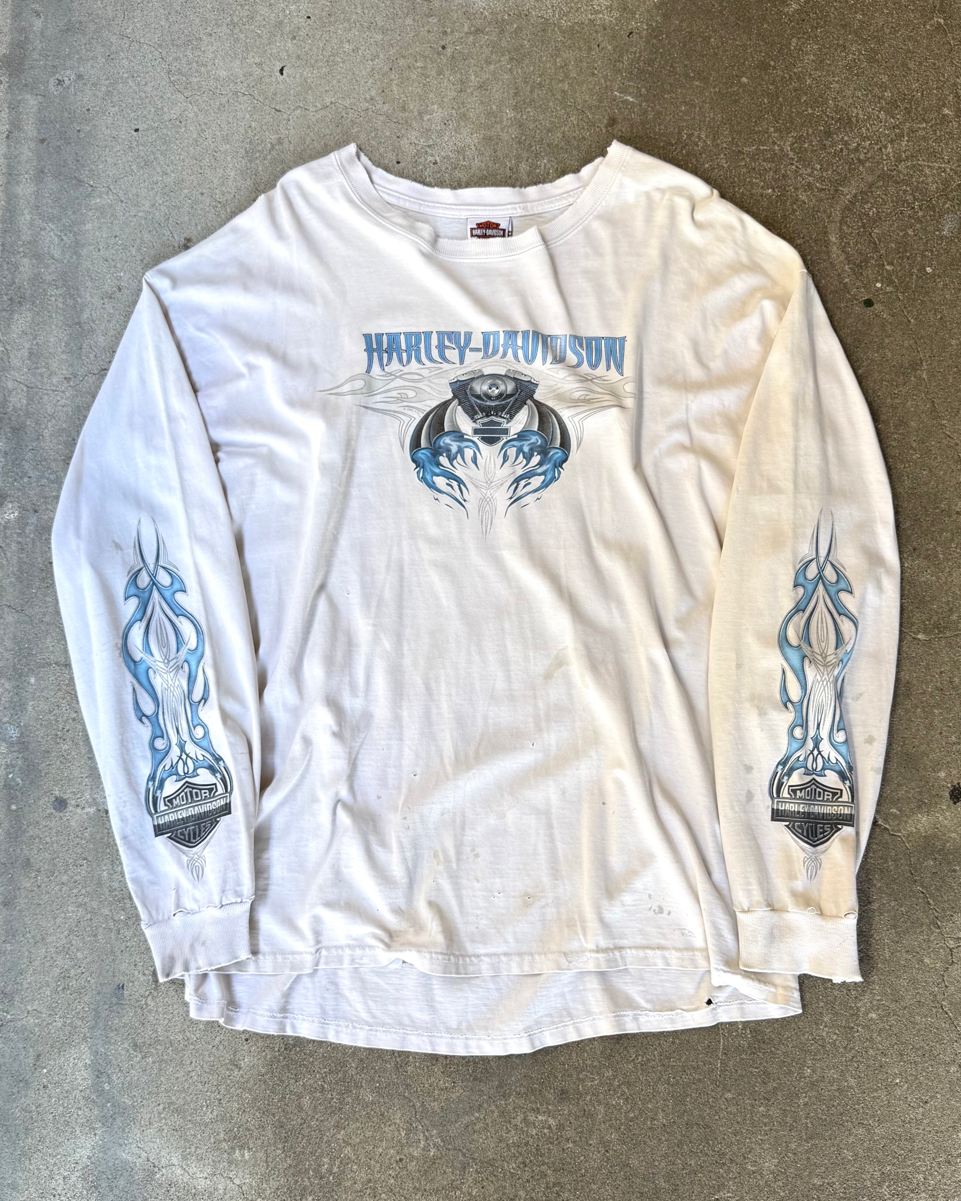 00’s “HARLEY DAVIDSON” flame pattern l/s t-shirt X-LARGE