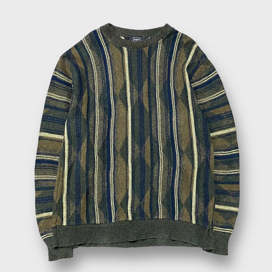 Stripe design 3D knit sweater