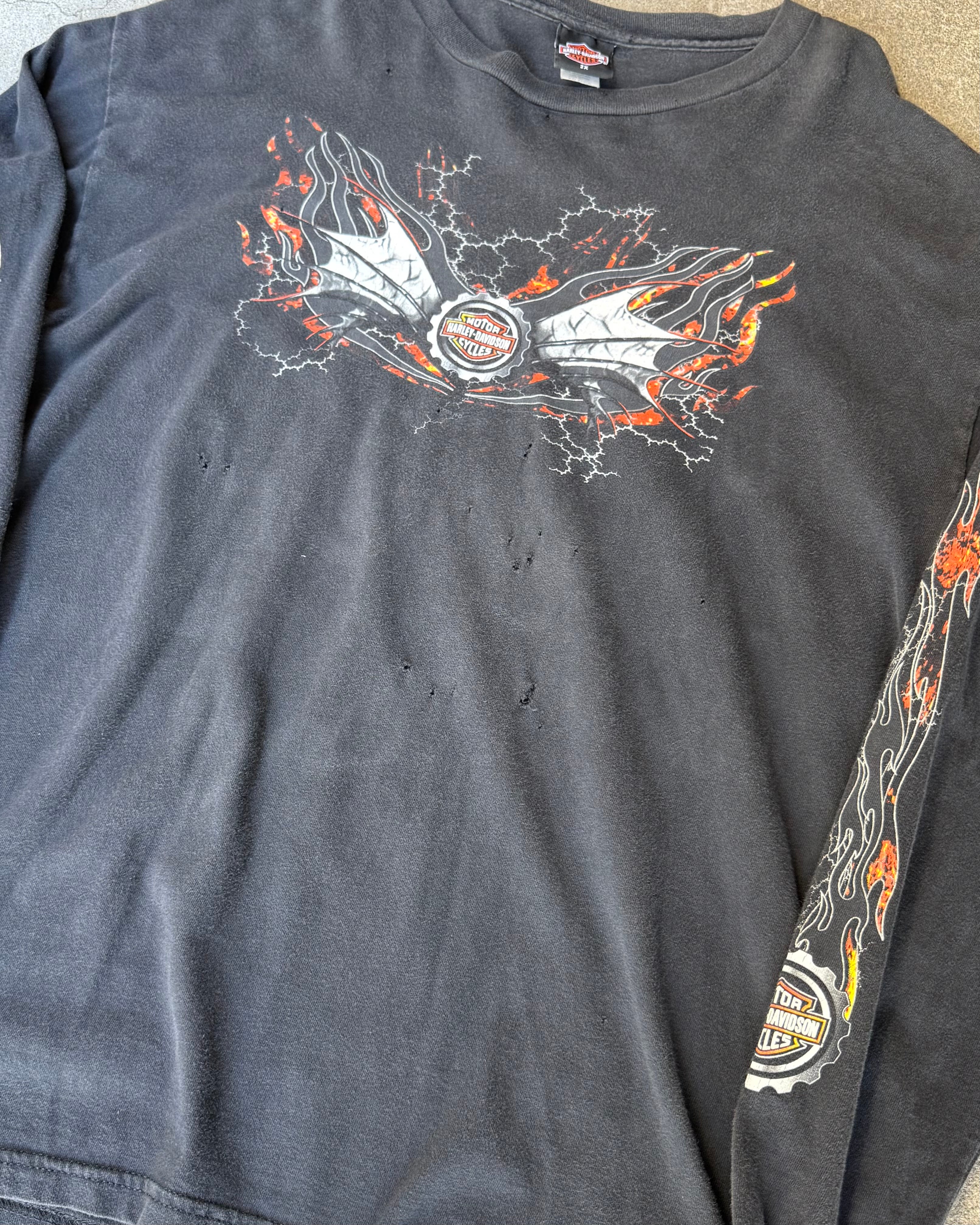 00’s “HARLEY DAVIDSON” flame pattern l/s t-shirt XX-LARGE