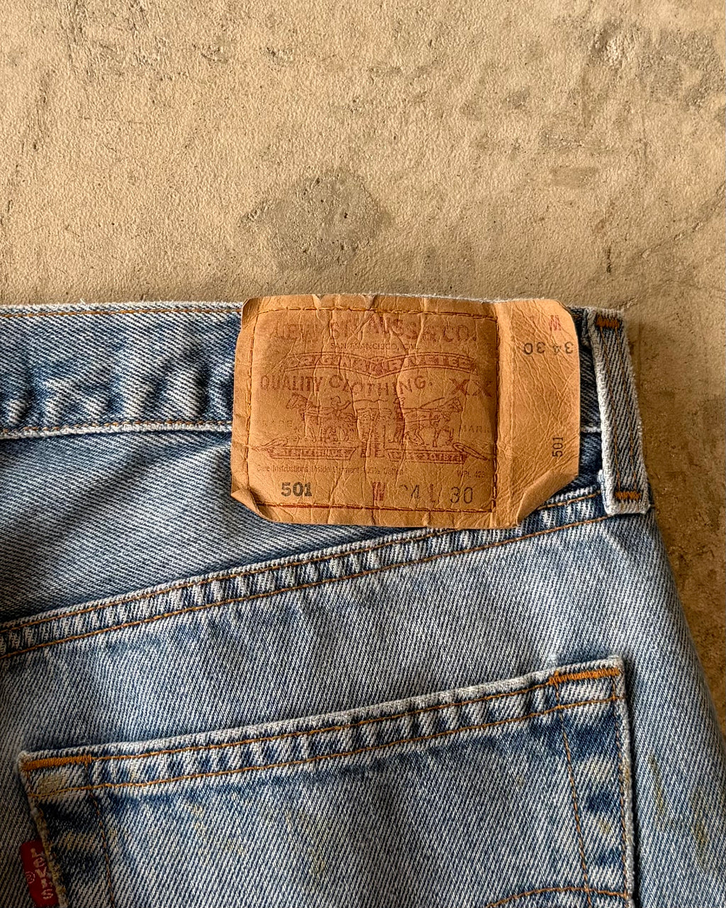 00’s Levi’s “501” damage denim pants 34×30