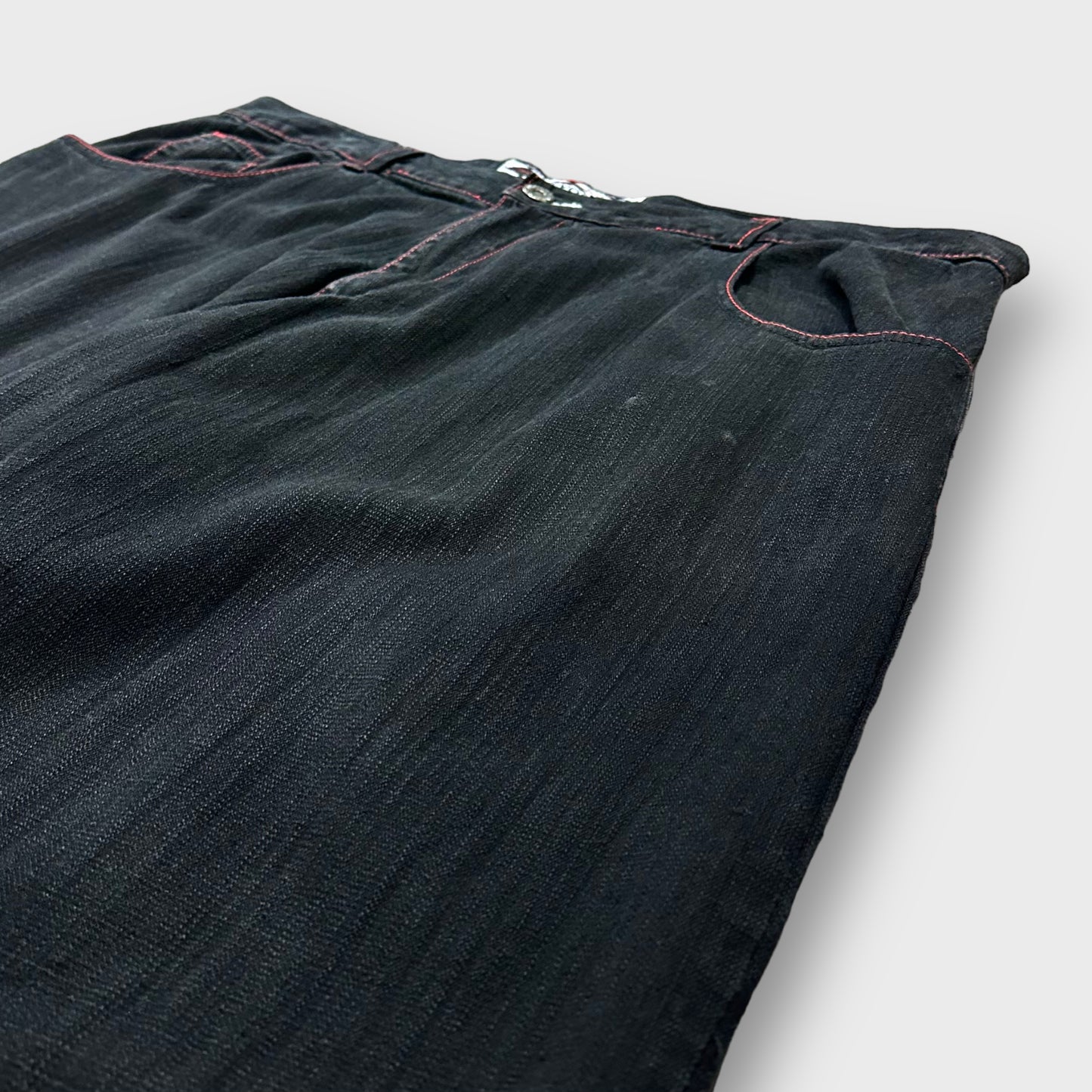 Argyle design black color wide denim pants