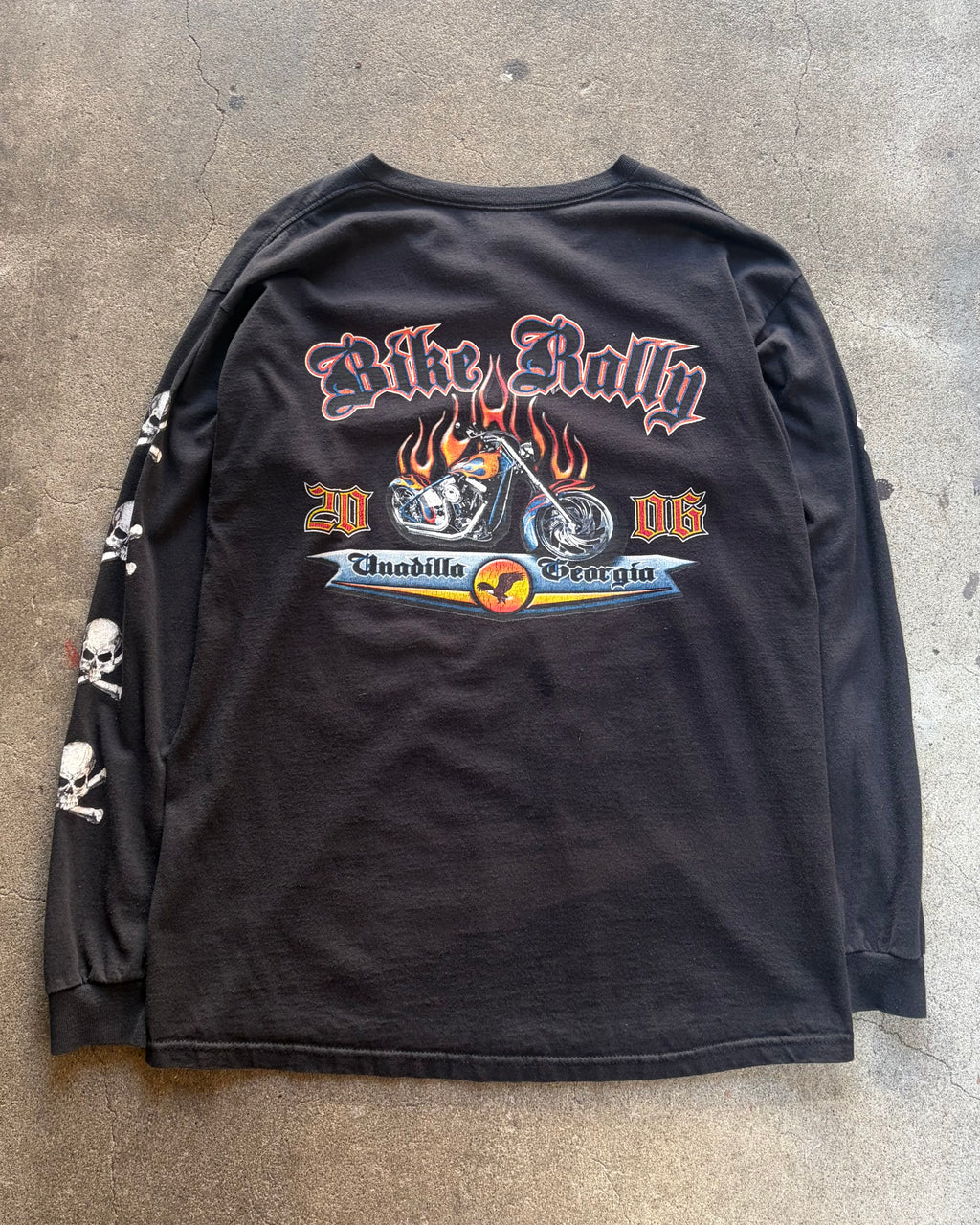 00’s skull design l/s t-shirt x-large