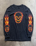 00’s scull design flame pattern l/s t-shirt