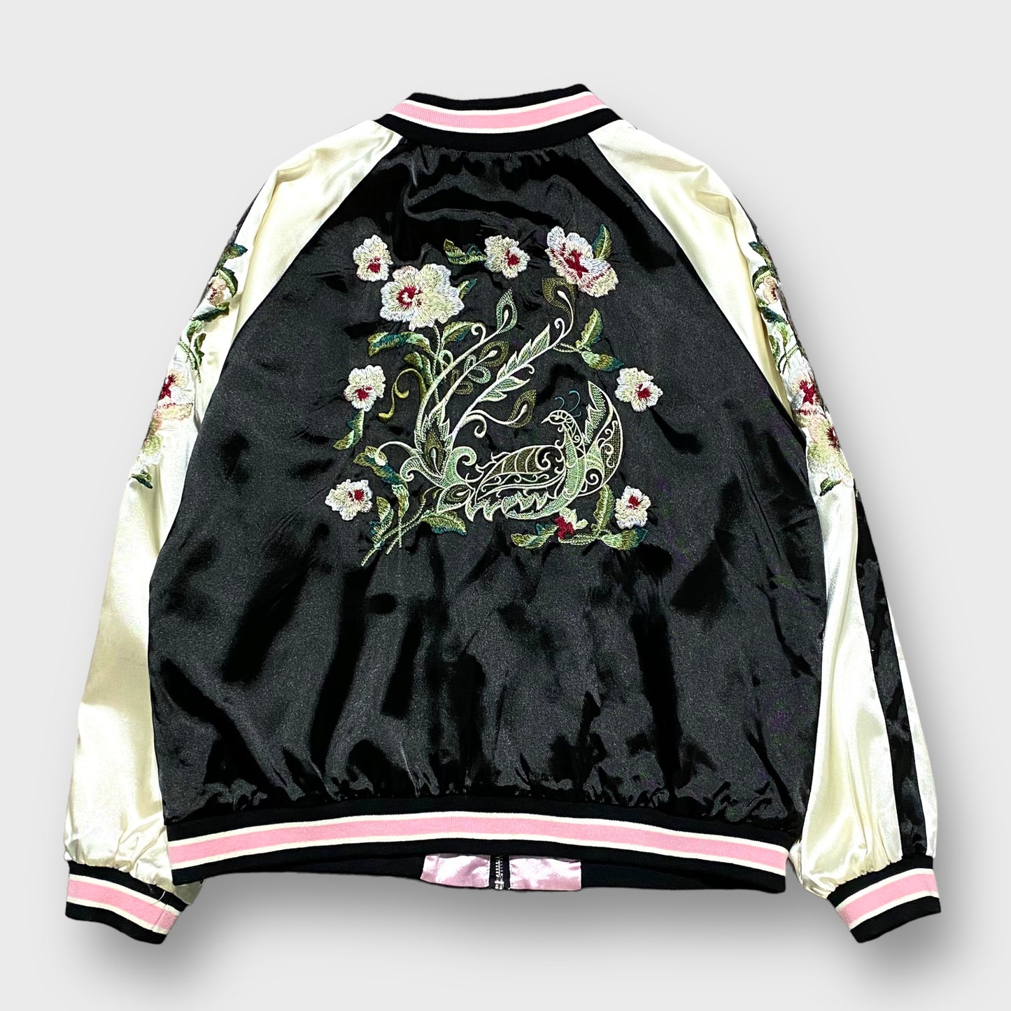 00's Flower embroidery reversible souvenir jacket