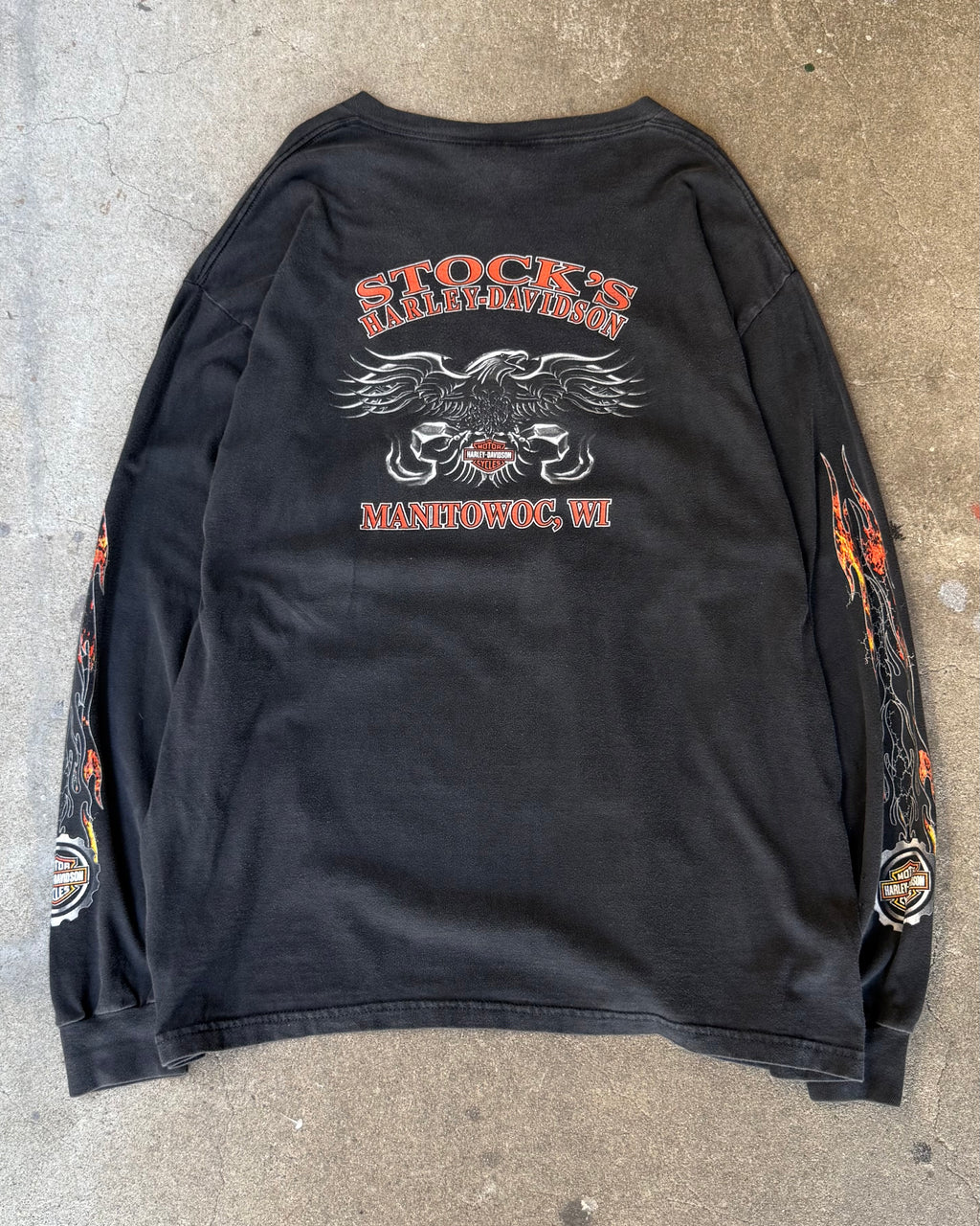 00’s “HARLEY DAVIDSON” flame pattern l/s t-shirt XX-LARGE