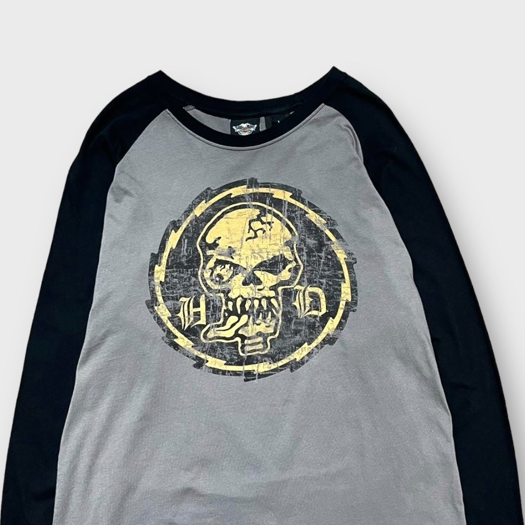 "Harley-Davidson" Skull design raglan t-shirt