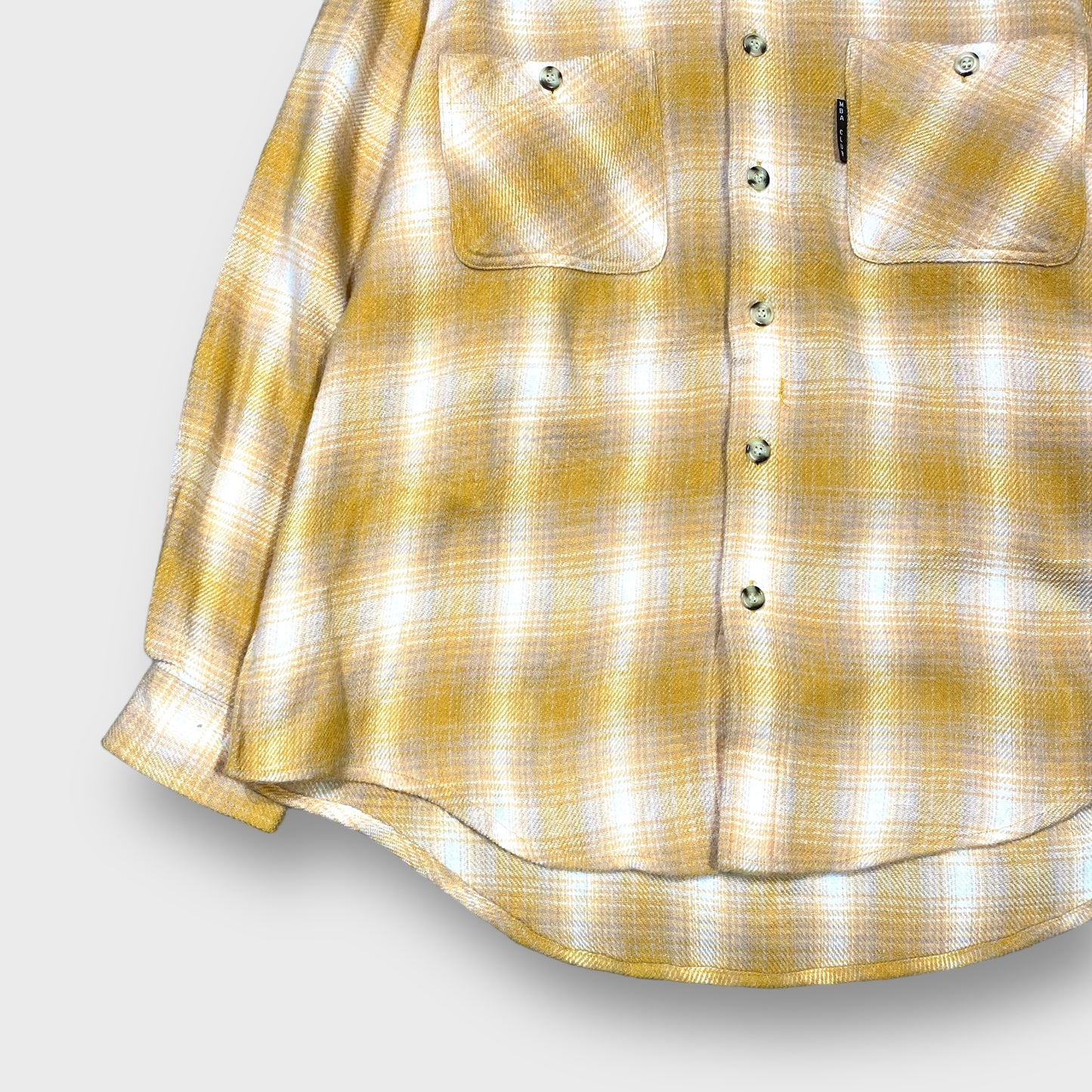 90's "MBA" Ombre check pattern heavy flannel shirt