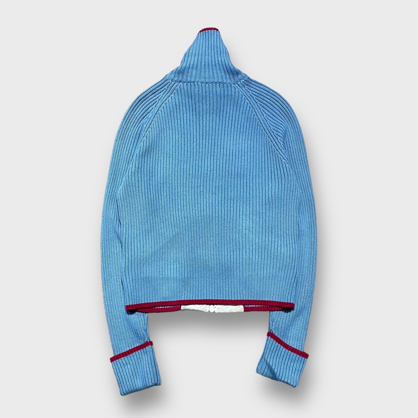 Bi-color high neck knit jacket