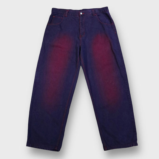 Good fade purple color wide denim pants