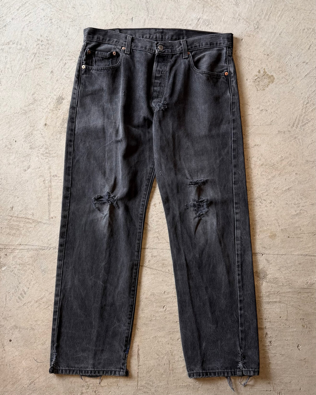00’s Levi’s “501” damage denim pants 36×30