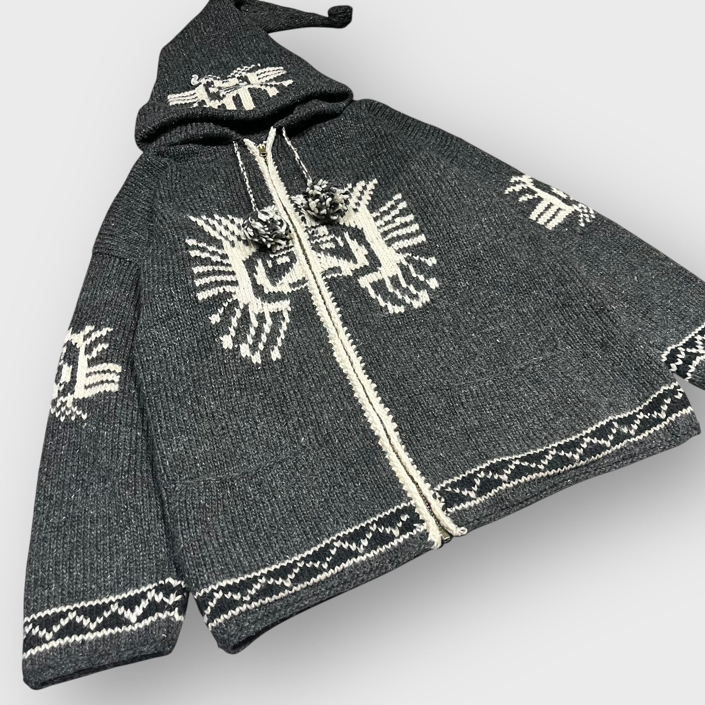 90’s native pattern Ecuador knit hoodie