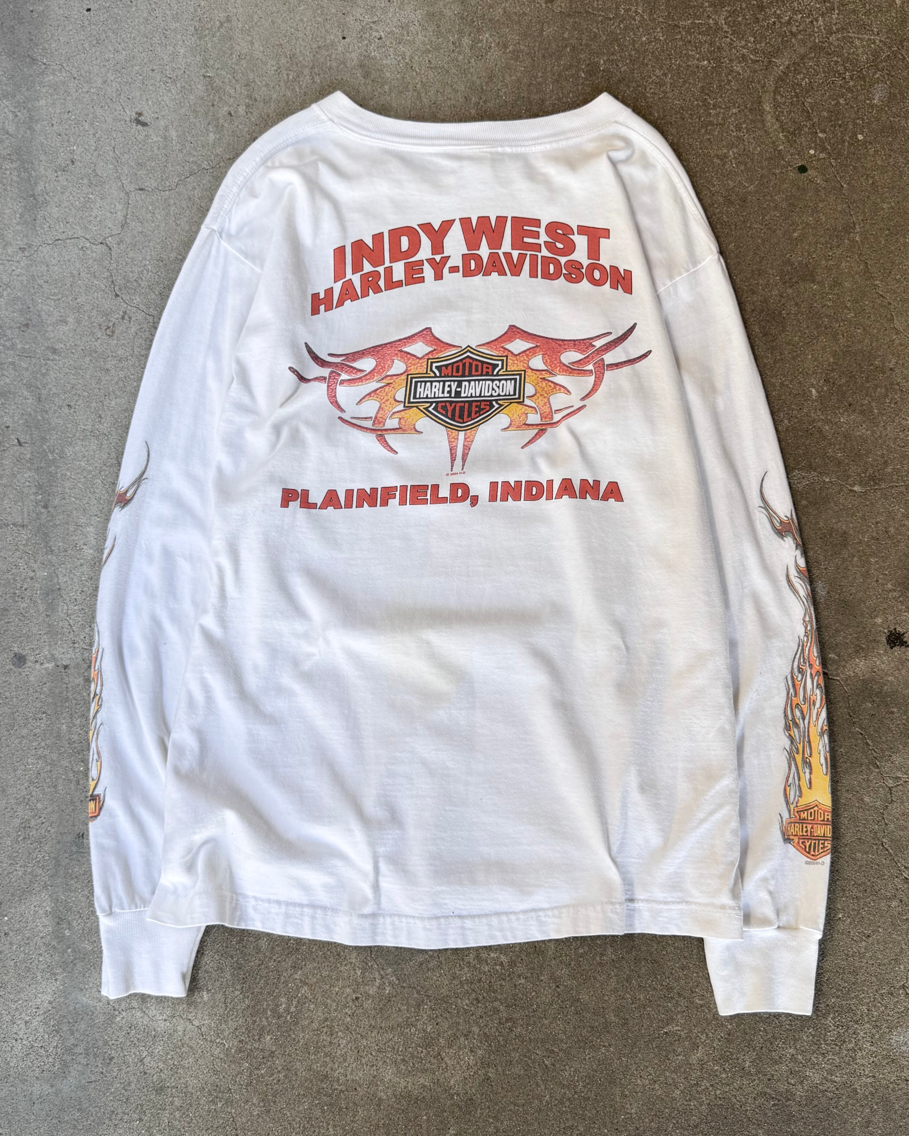 00’s “HARLEY DAVIDSON” flame pattern l/s t-shirt LARGE