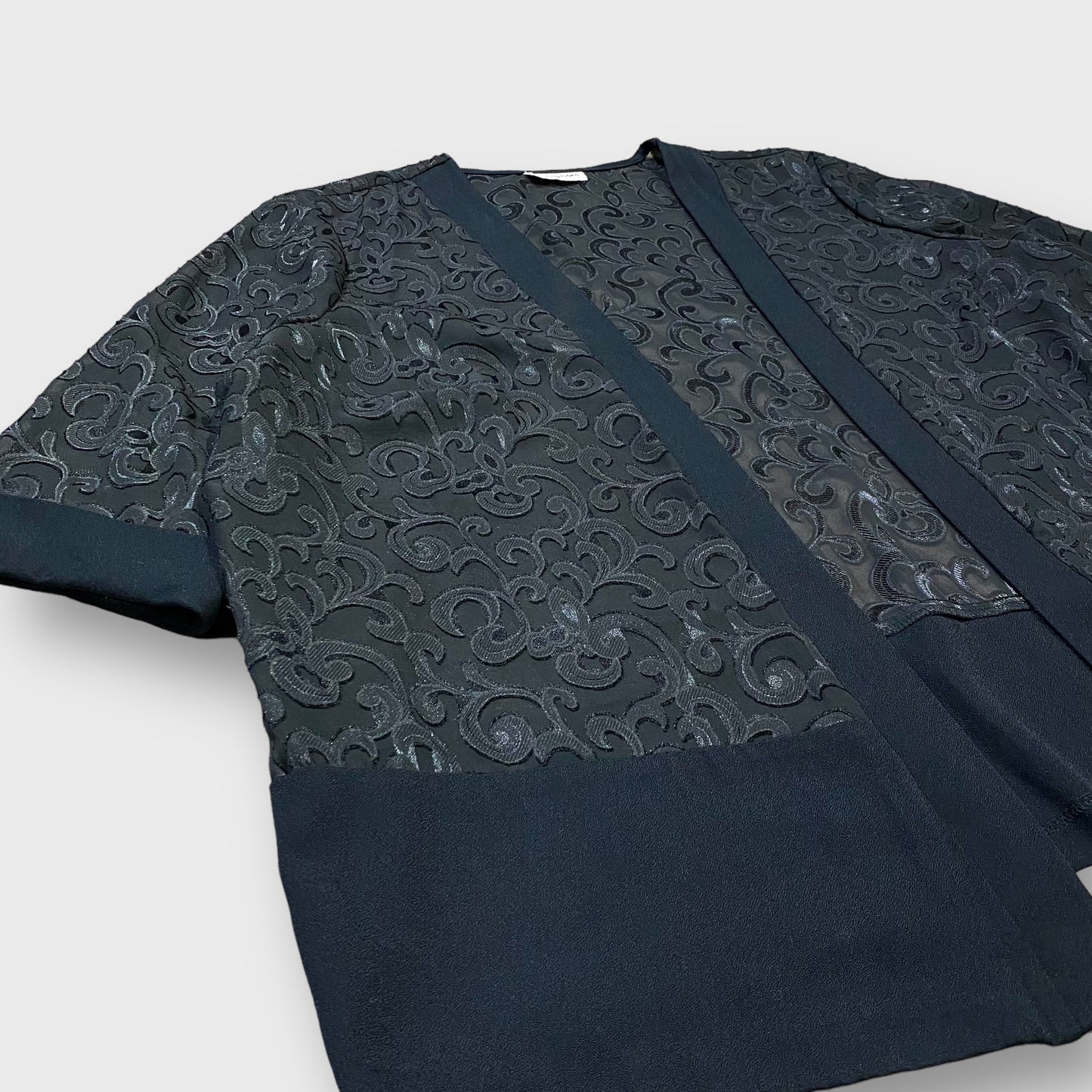 Botanical pattern velour sheer gown