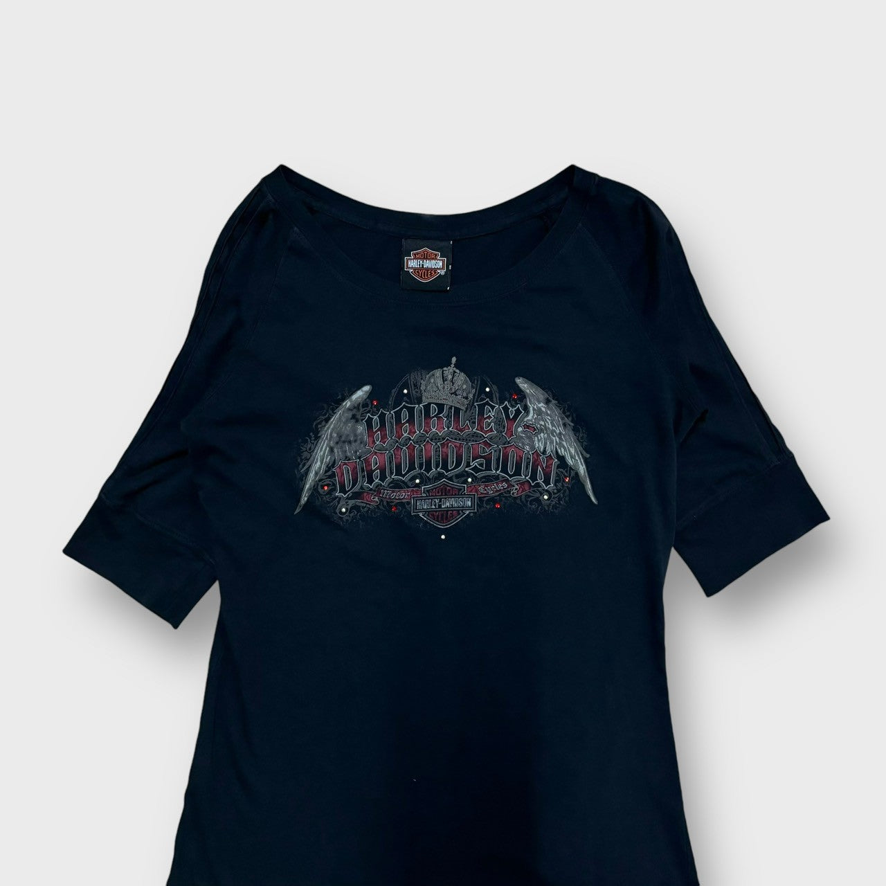 "Harley-Davidson" rhinestone design t-shirt