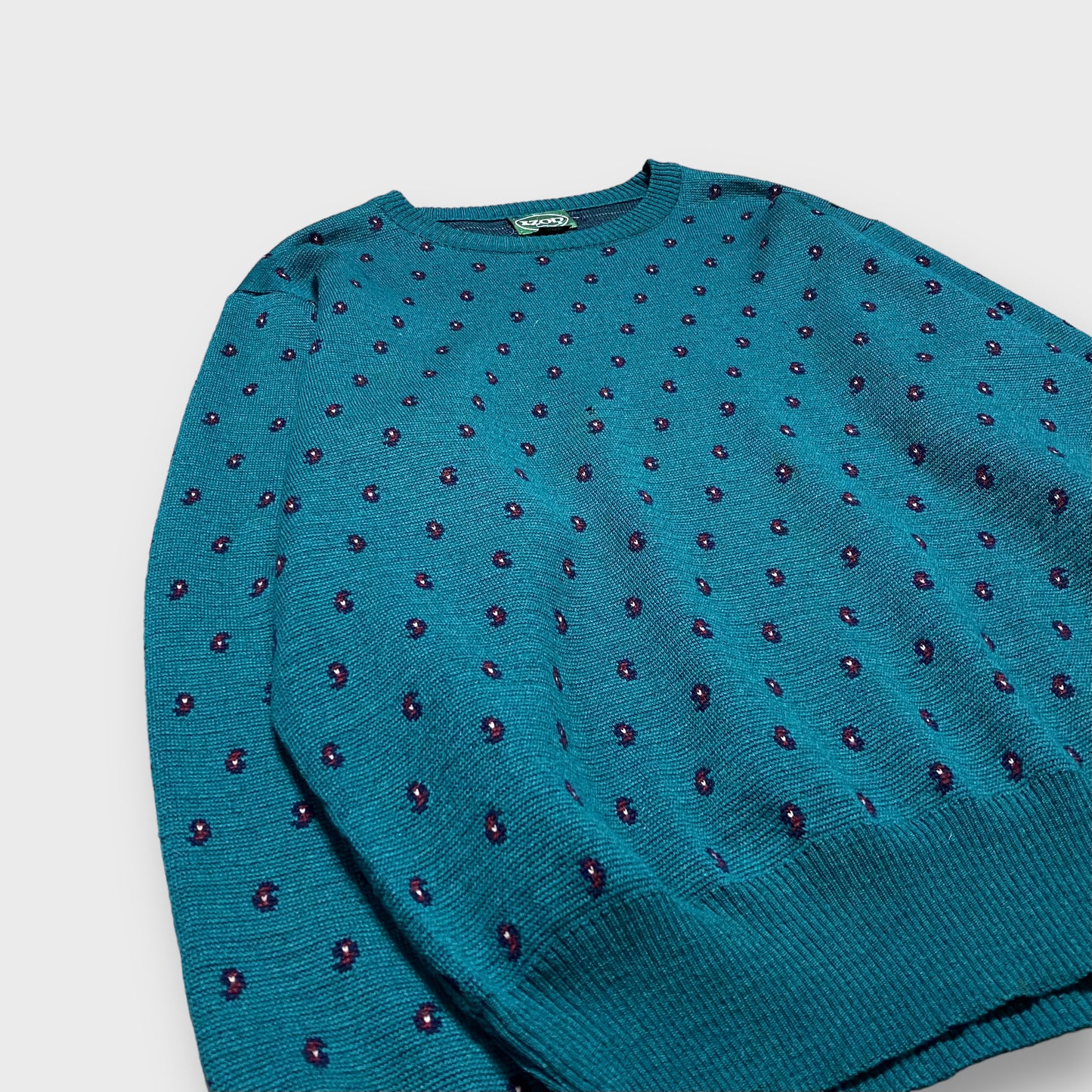 90-00's "IZOD" Paisley pattern knit sweater