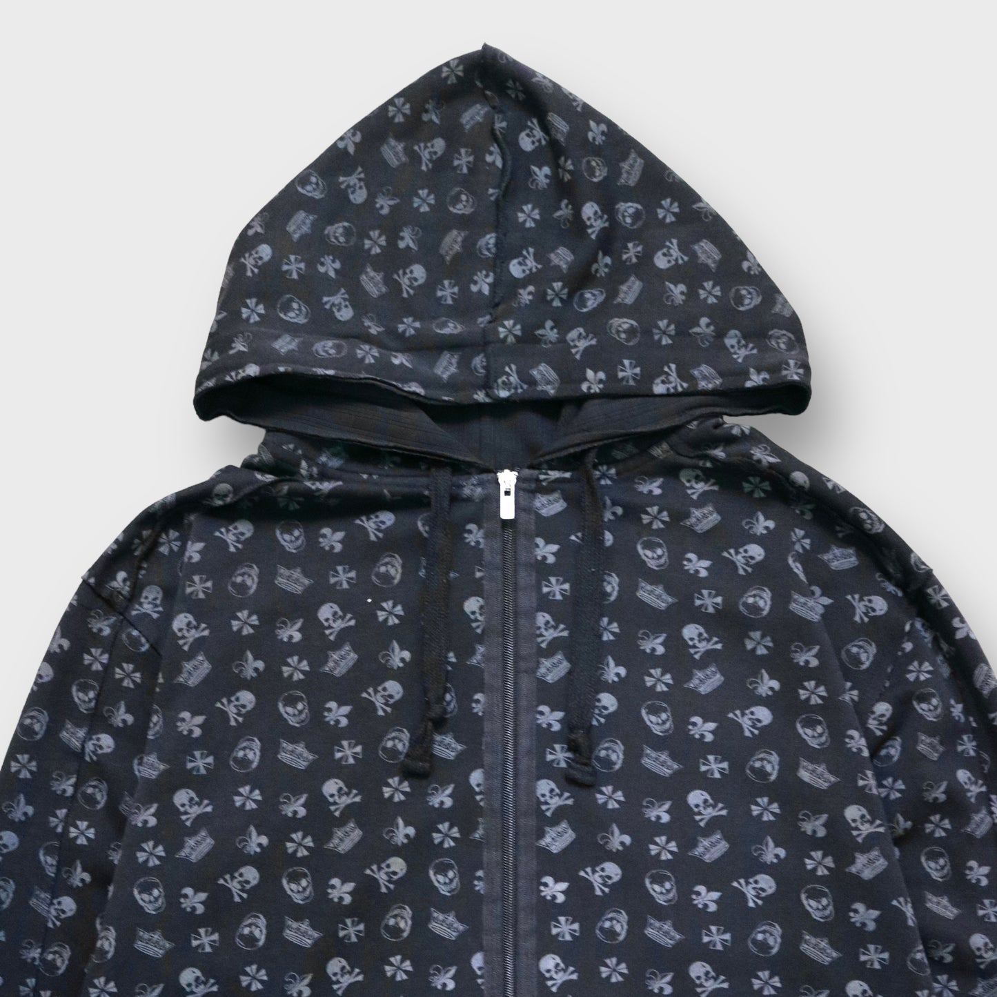 Skull × ornament pattern hoodie