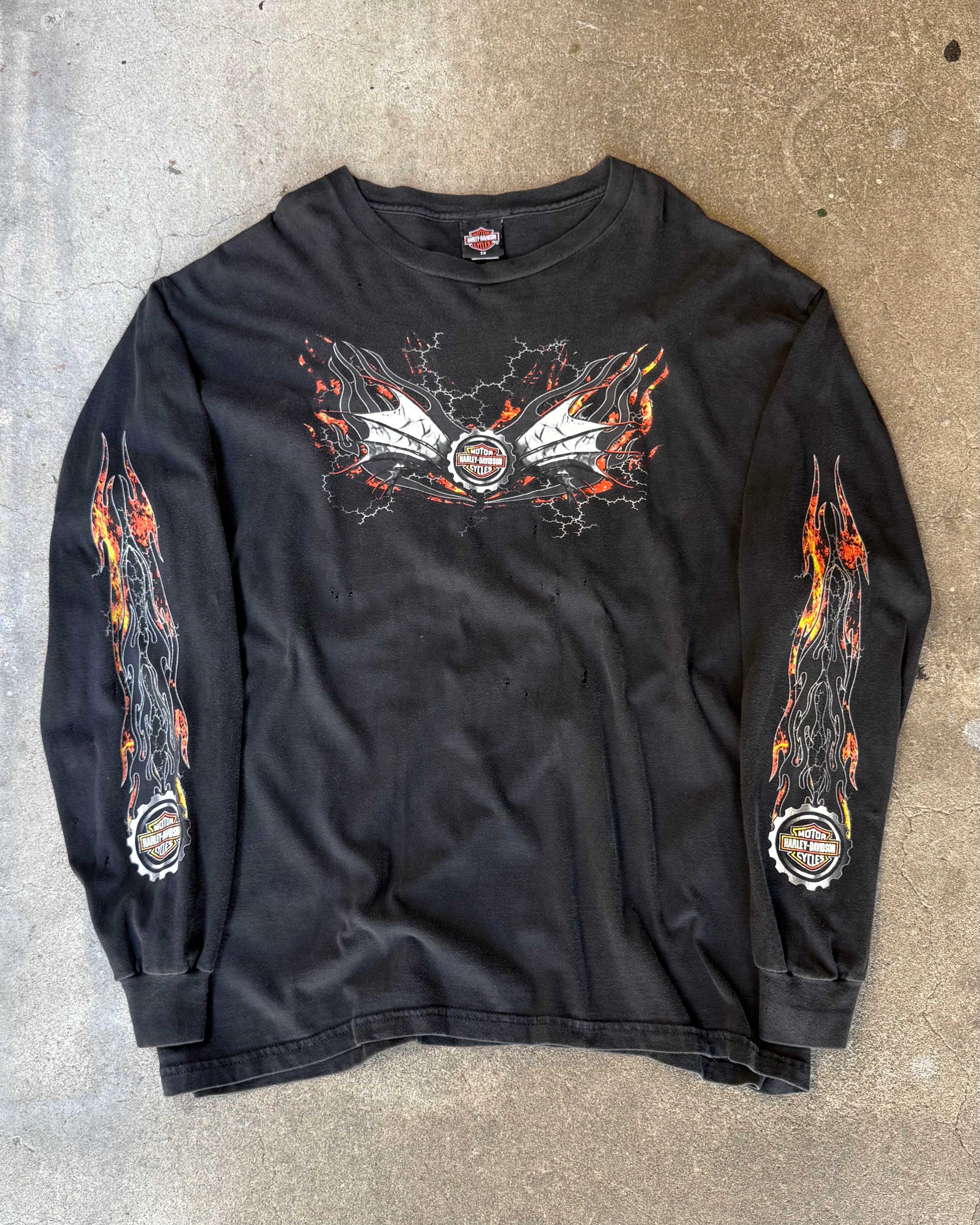 00’s “HARLEY DAVIDSON” flame pattern l/s t-shirt XX-LARGE