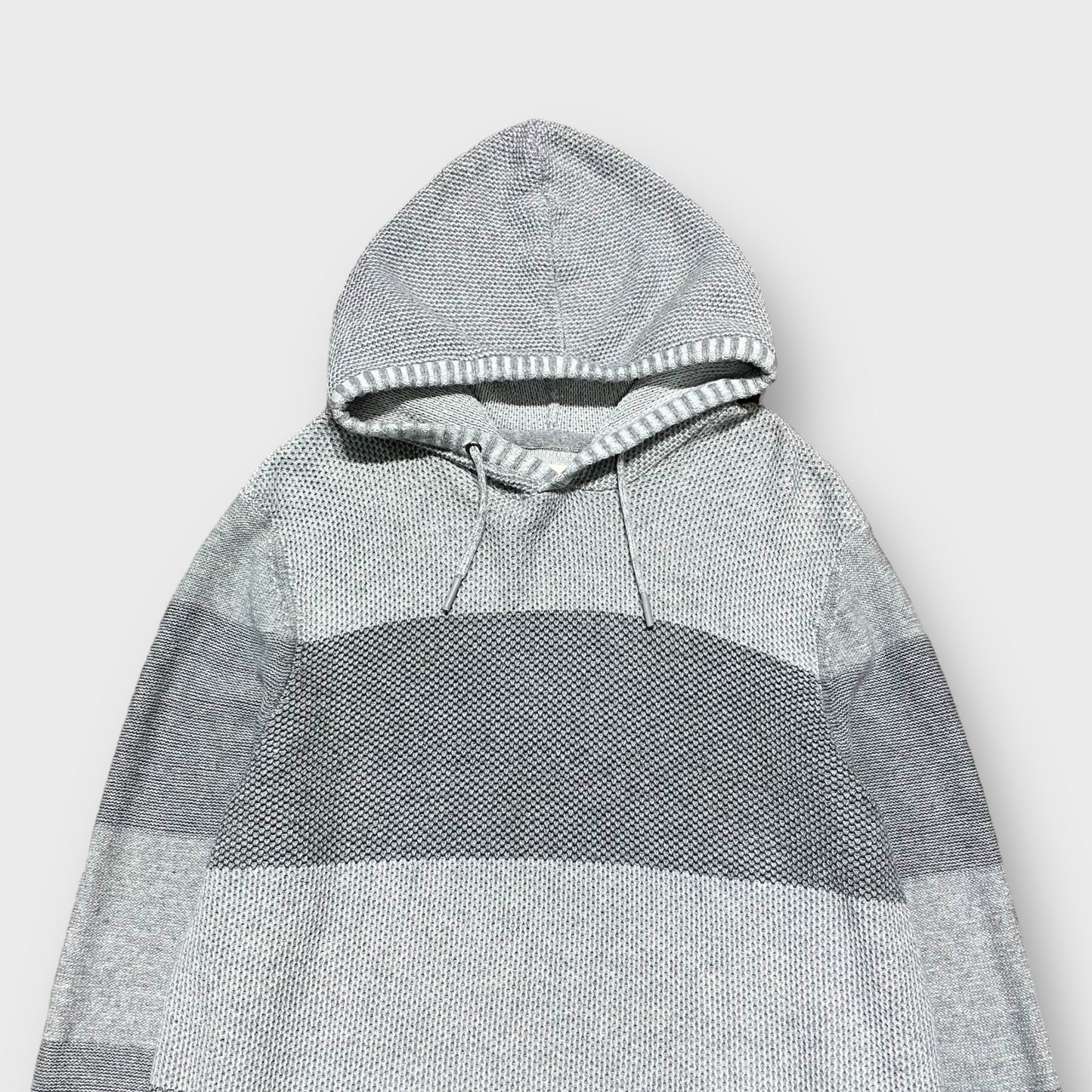 00's "urban pipeline" Border pattern knit hoodie