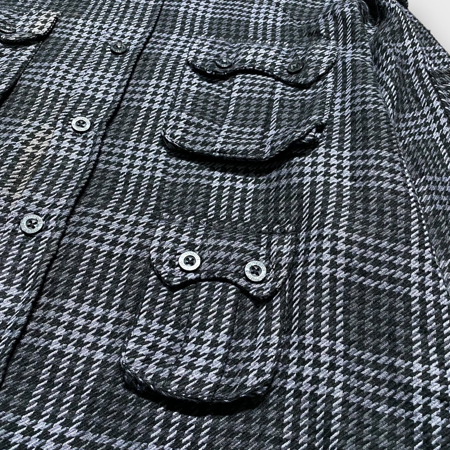 Houndstooth pattern multi pocket shirt jacket