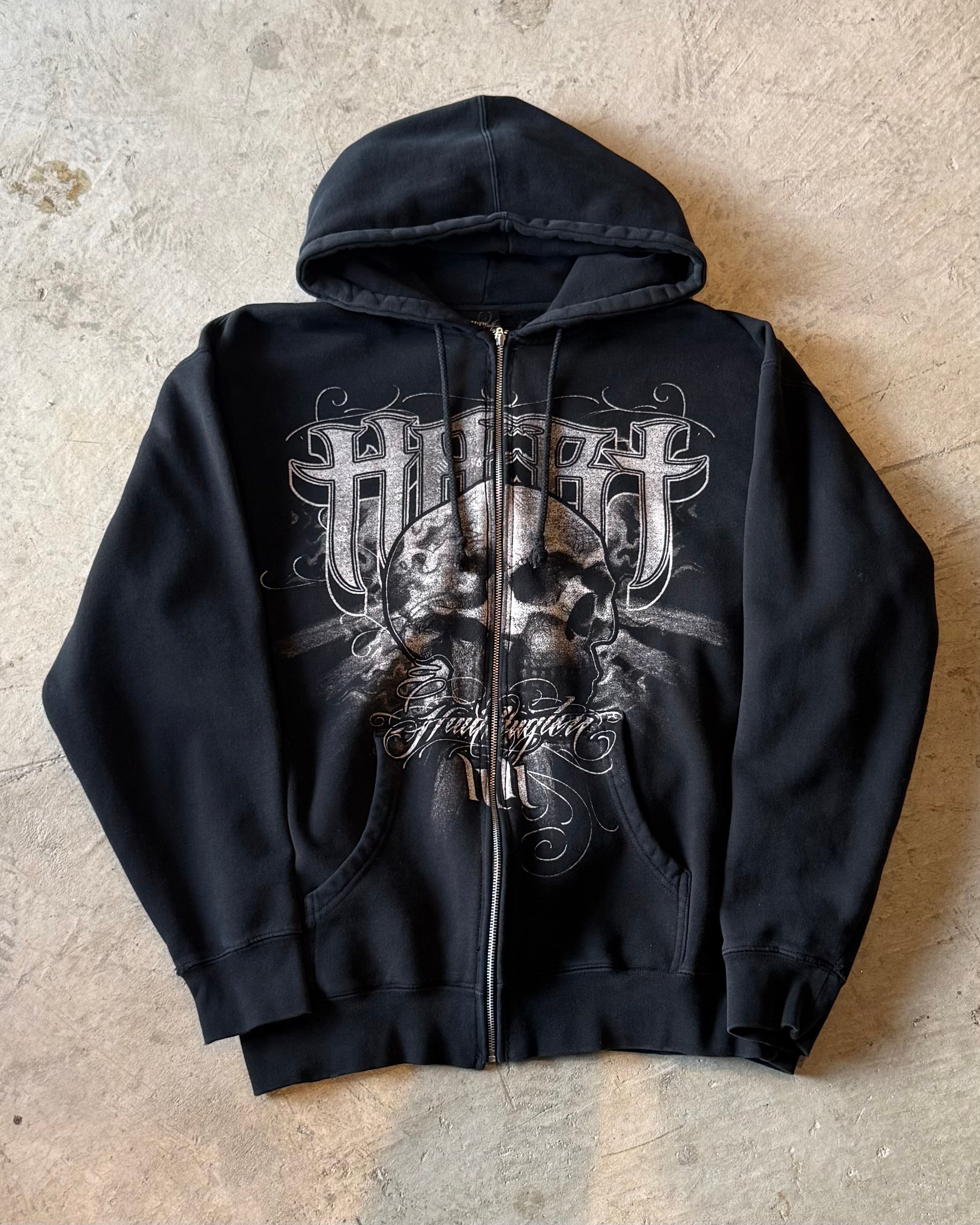 00’s skull design zip up hoodie LARGE