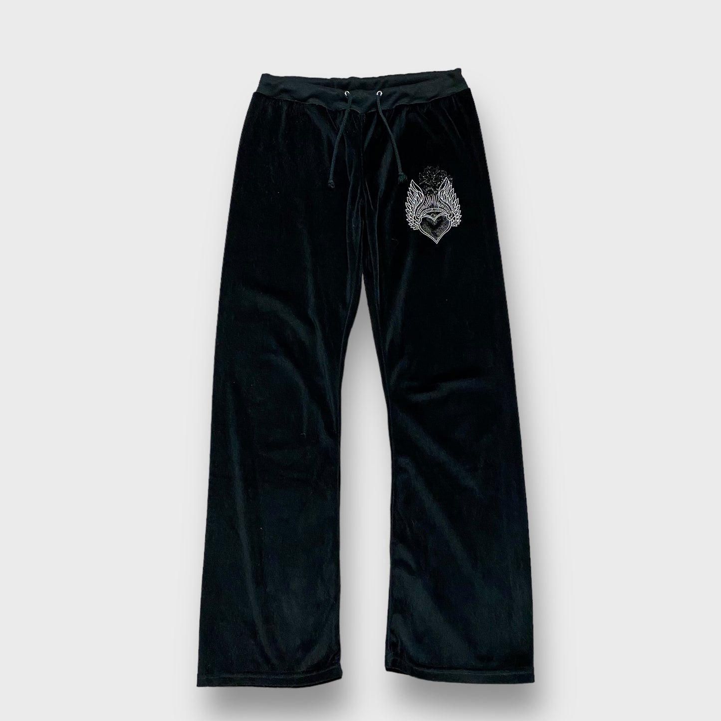 Heart embroidery velour pants