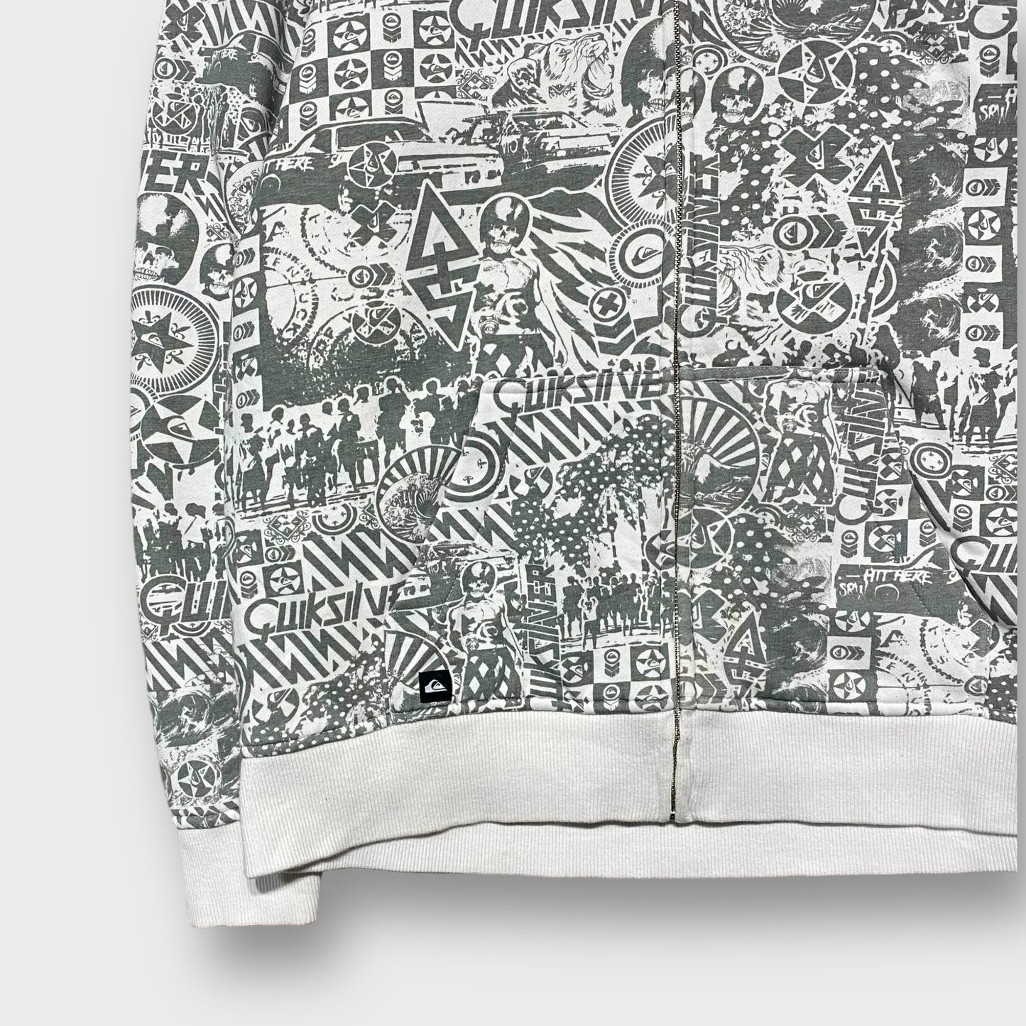"QUICK SILVER" Allover pattern full zip hoodie