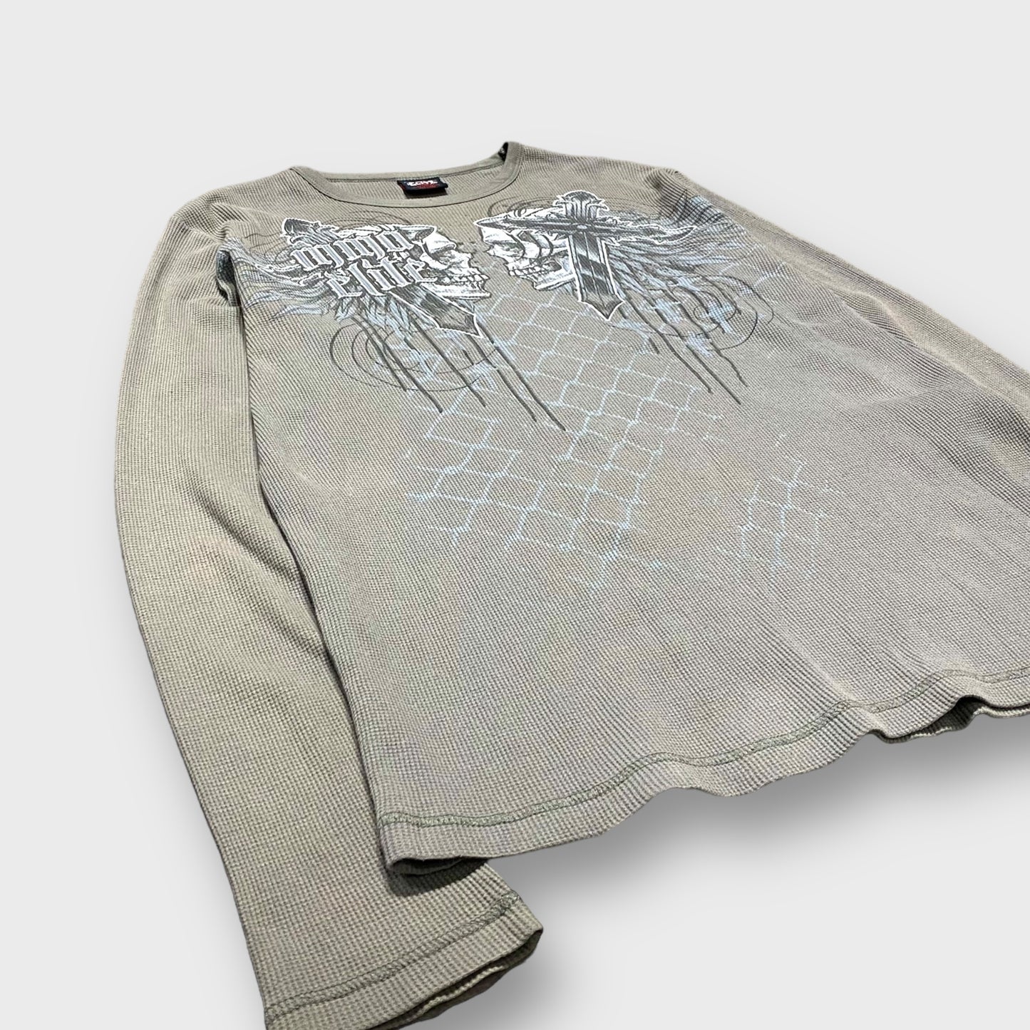 "MMA ELITE" Indian skull design thermal knit sweater