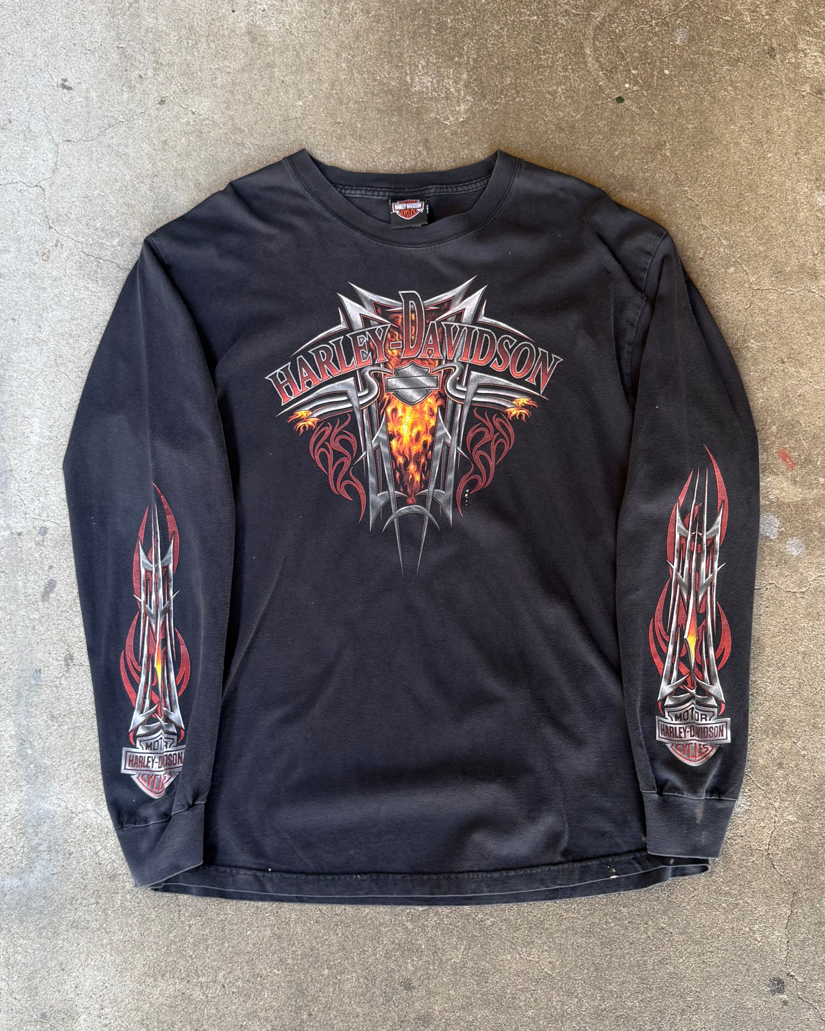 00’s “HARLEY DAVIDSON” flame pattern l/s t-shirt