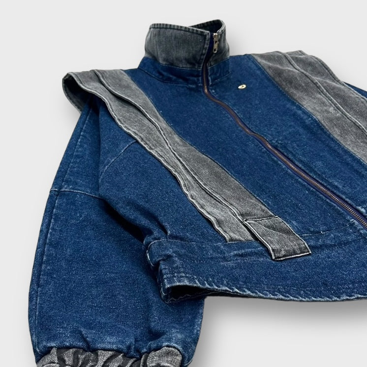 90’s "Seirgio Valente" Two tone hi-neck denim jacket