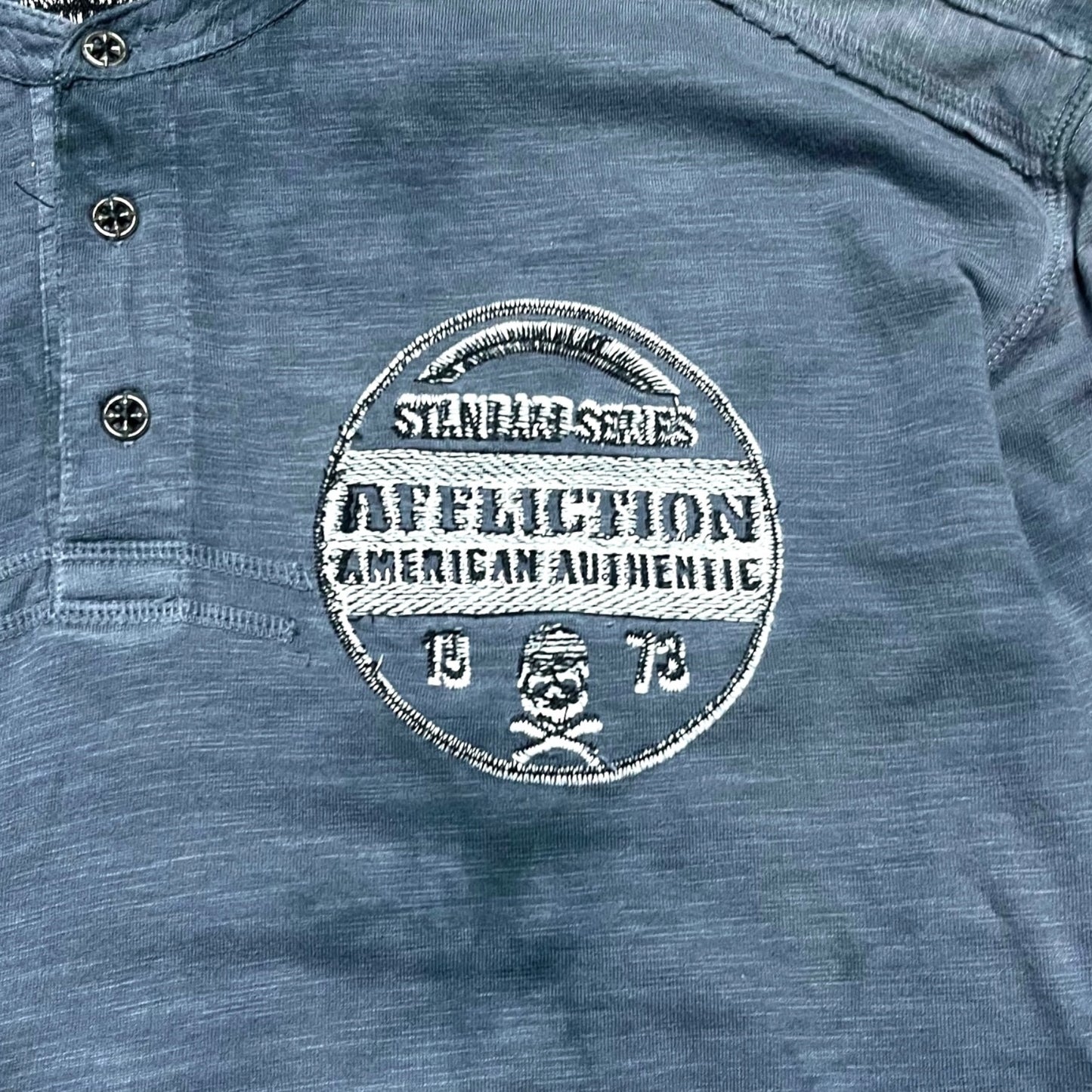 "AFFLICTION" Tie-dye pattern henry neck l/s t-shirt