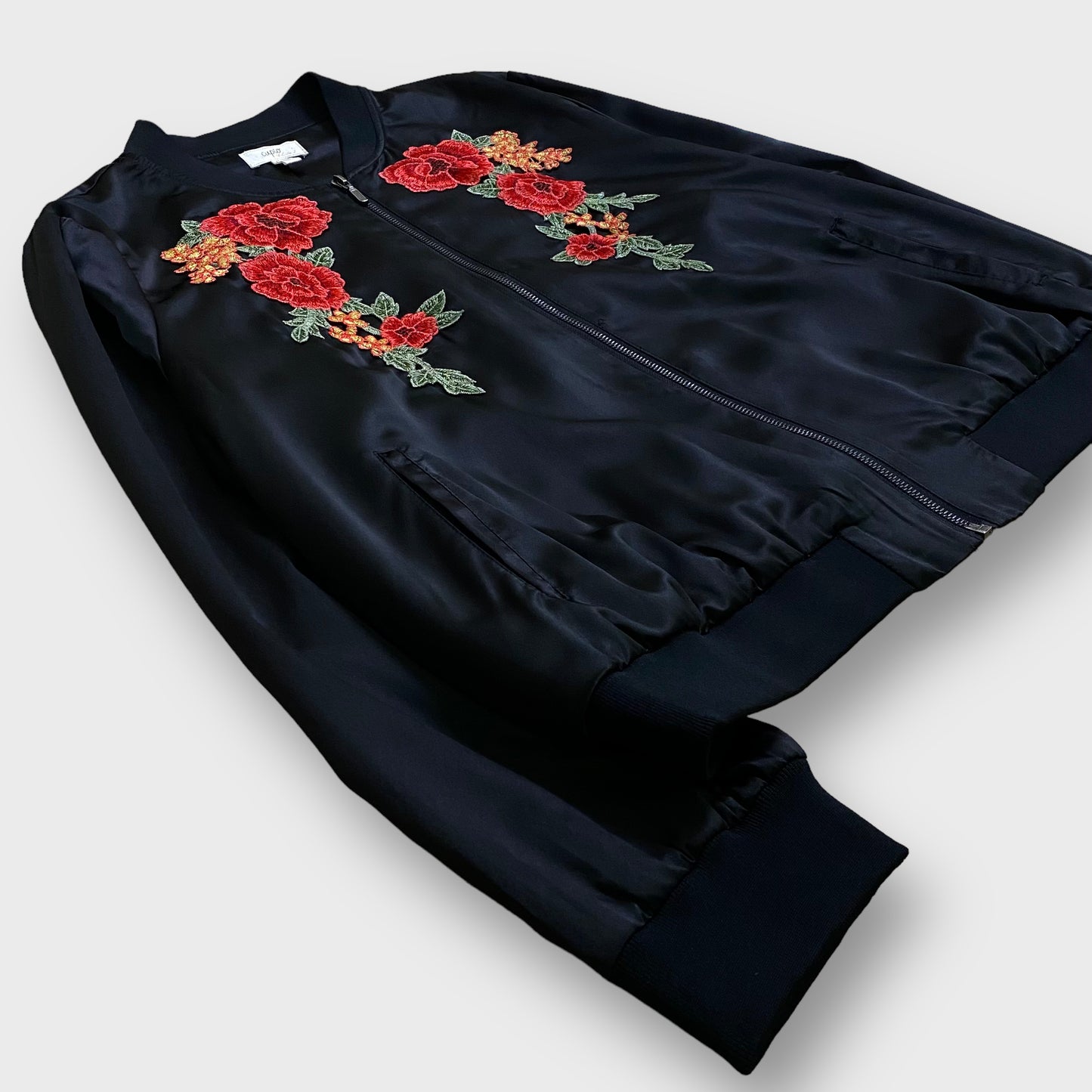 Flower embroidery blouson jacket