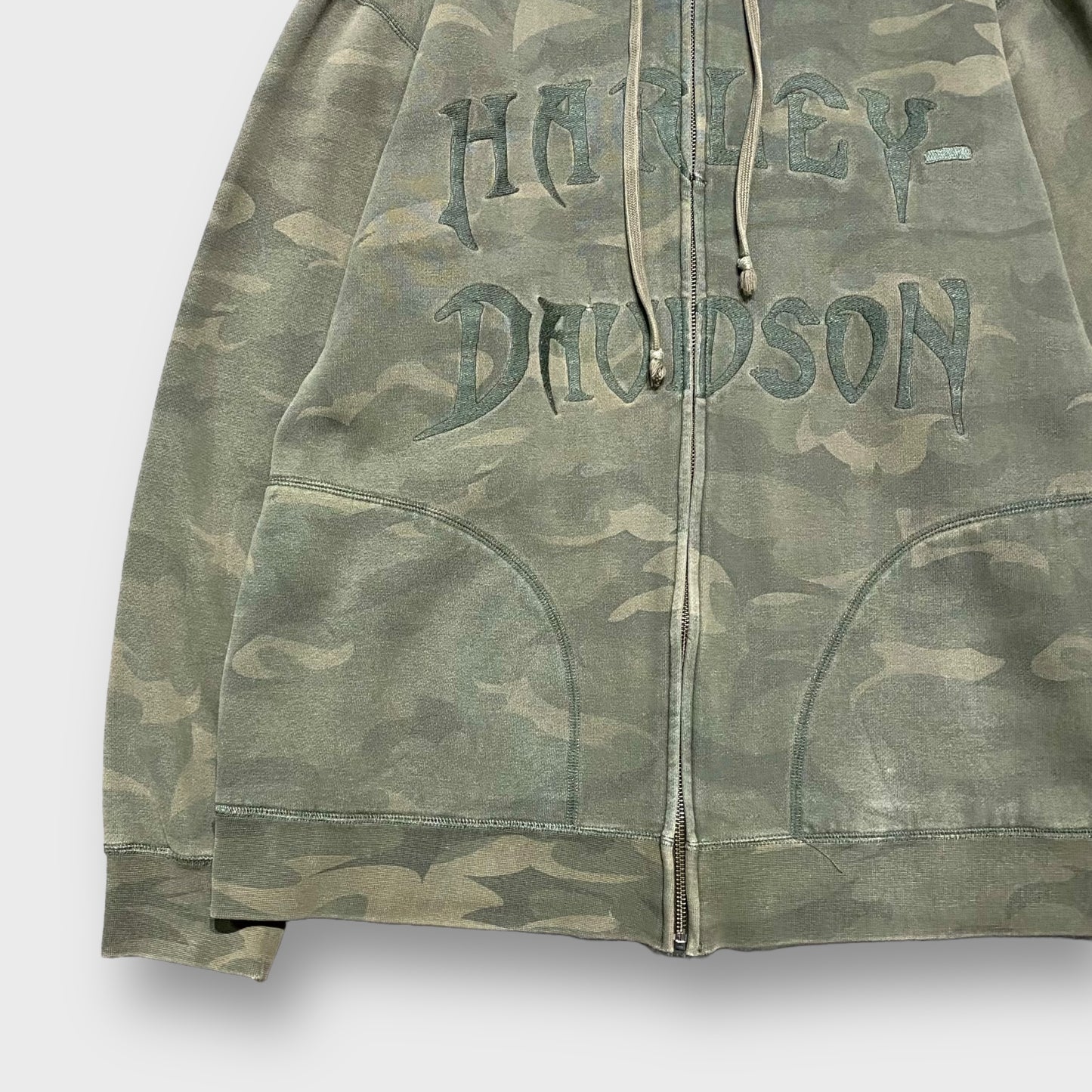 "Harley-Davidson" Camouflage pattern full zip hoodie