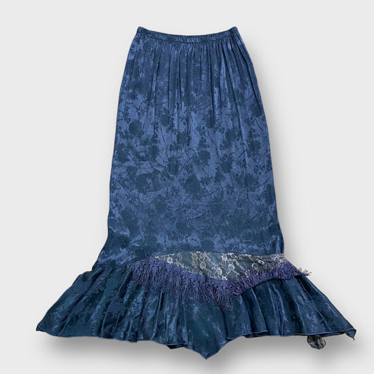 Flower pattern lace mid maxi length skirt