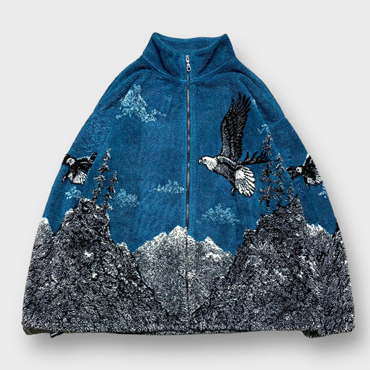 80's "BLACK MOUNTAIN" Animal design fleece jacket
