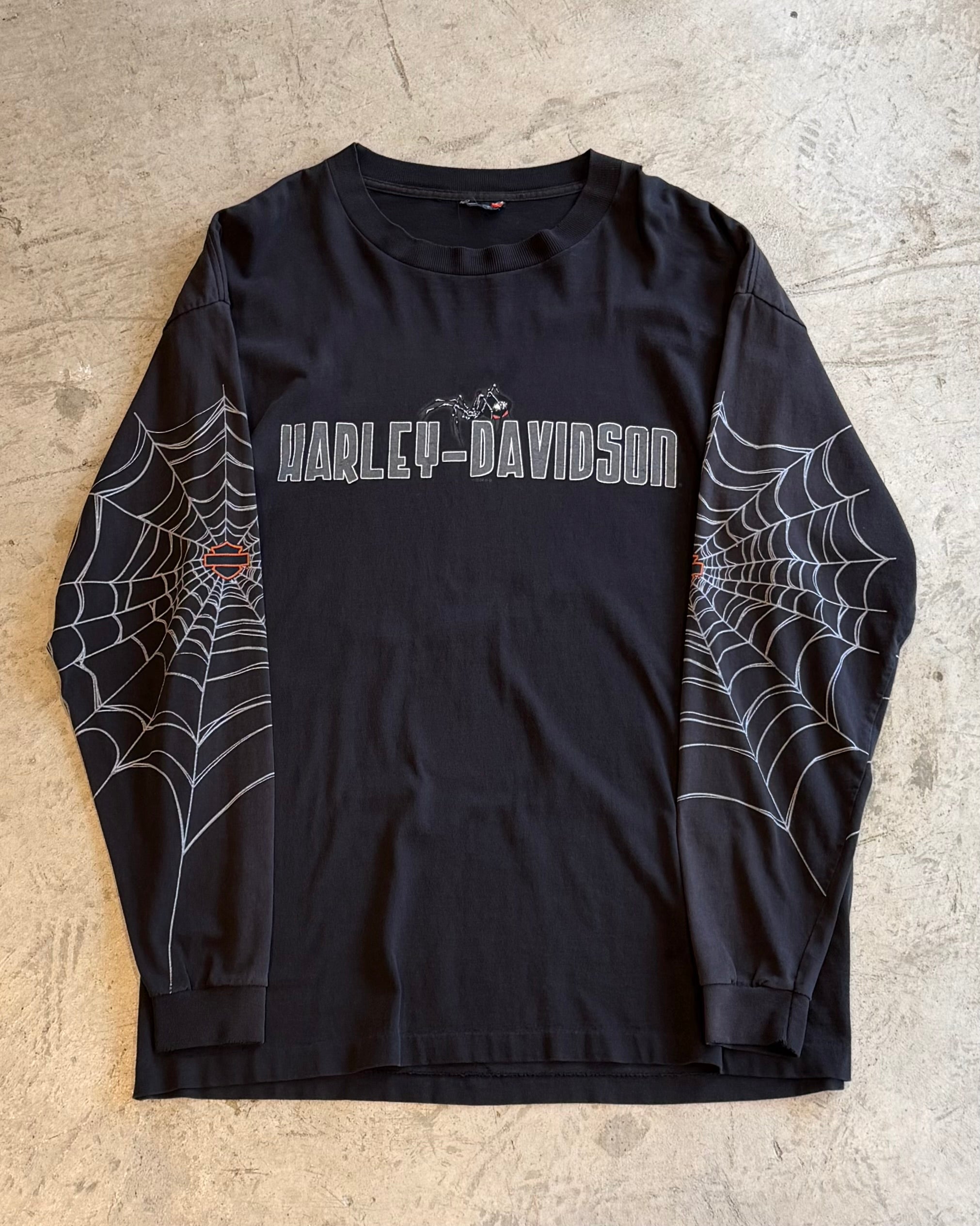 00’s “HARLEY-DAVIDSON”      spider web I/s t-shirt