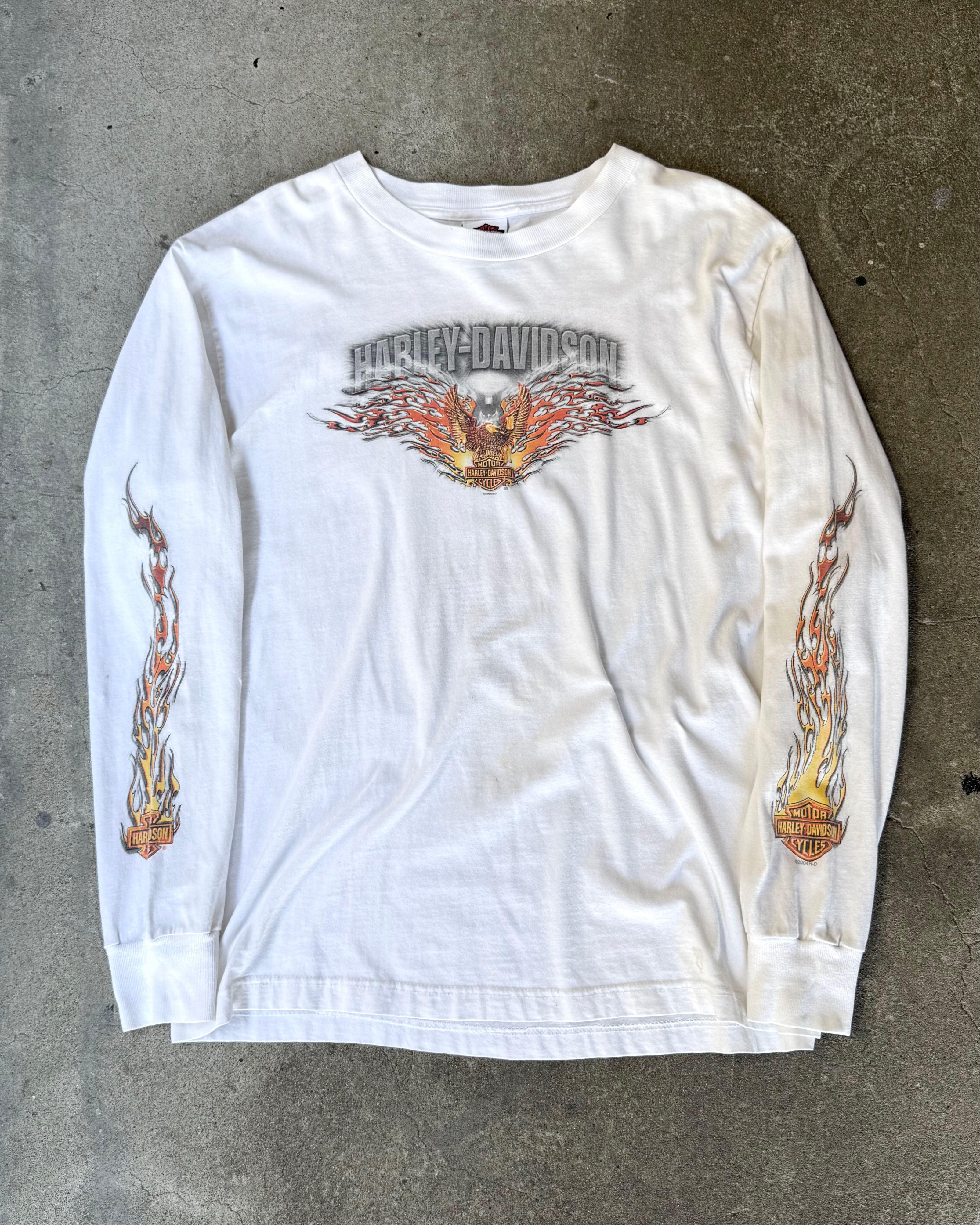 00’s “HARLEY DAVIDSON” flame pattern l/s t-shirt LARGE