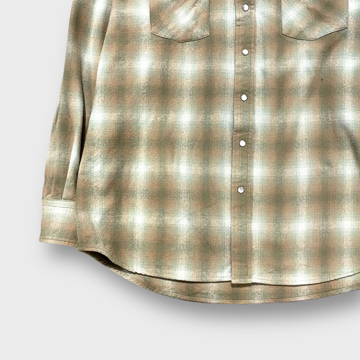 90's "PENDLETON" Ombre check pattern western shirt