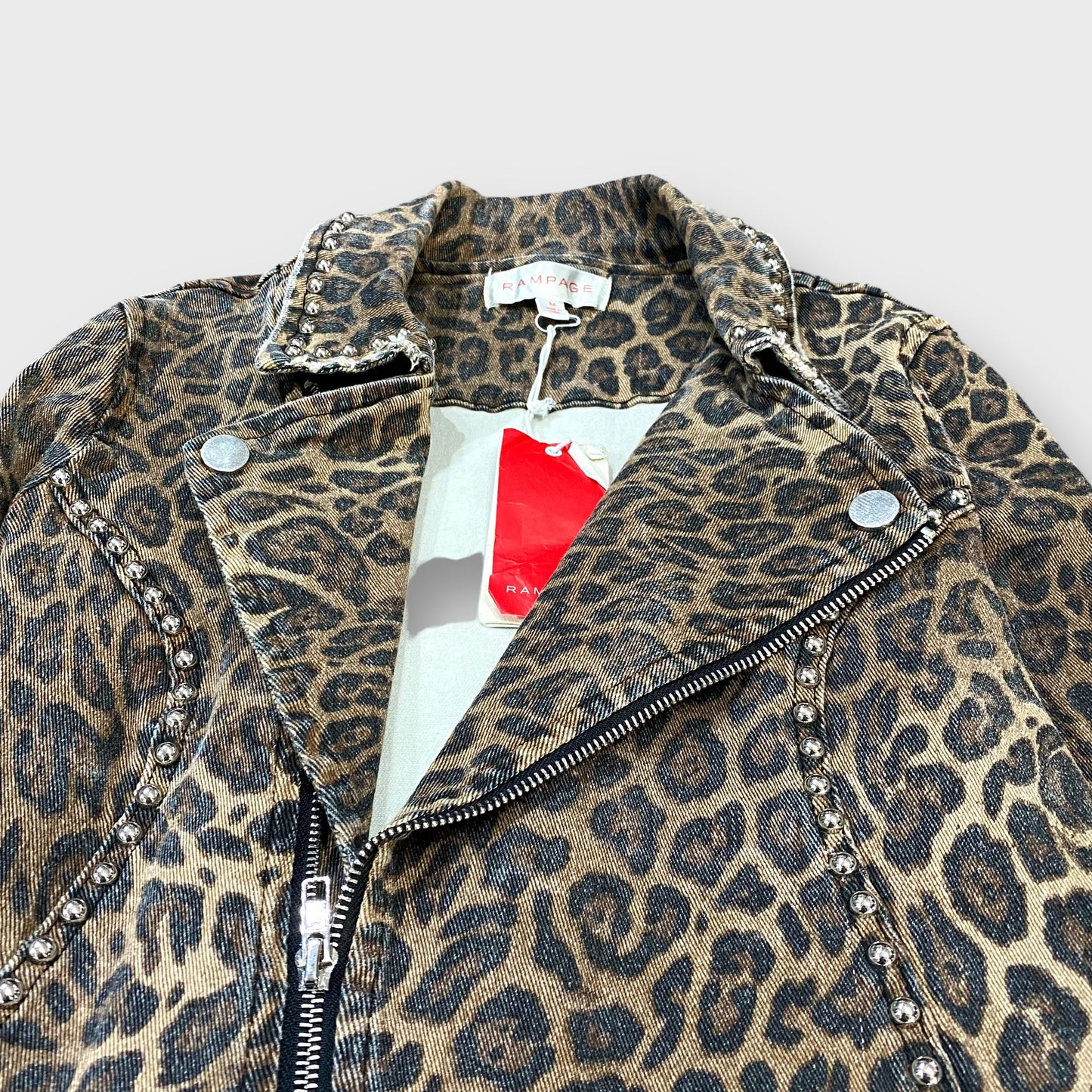 "RAMPAGE" N.O.S Leopard pattern cotton double riders jacket