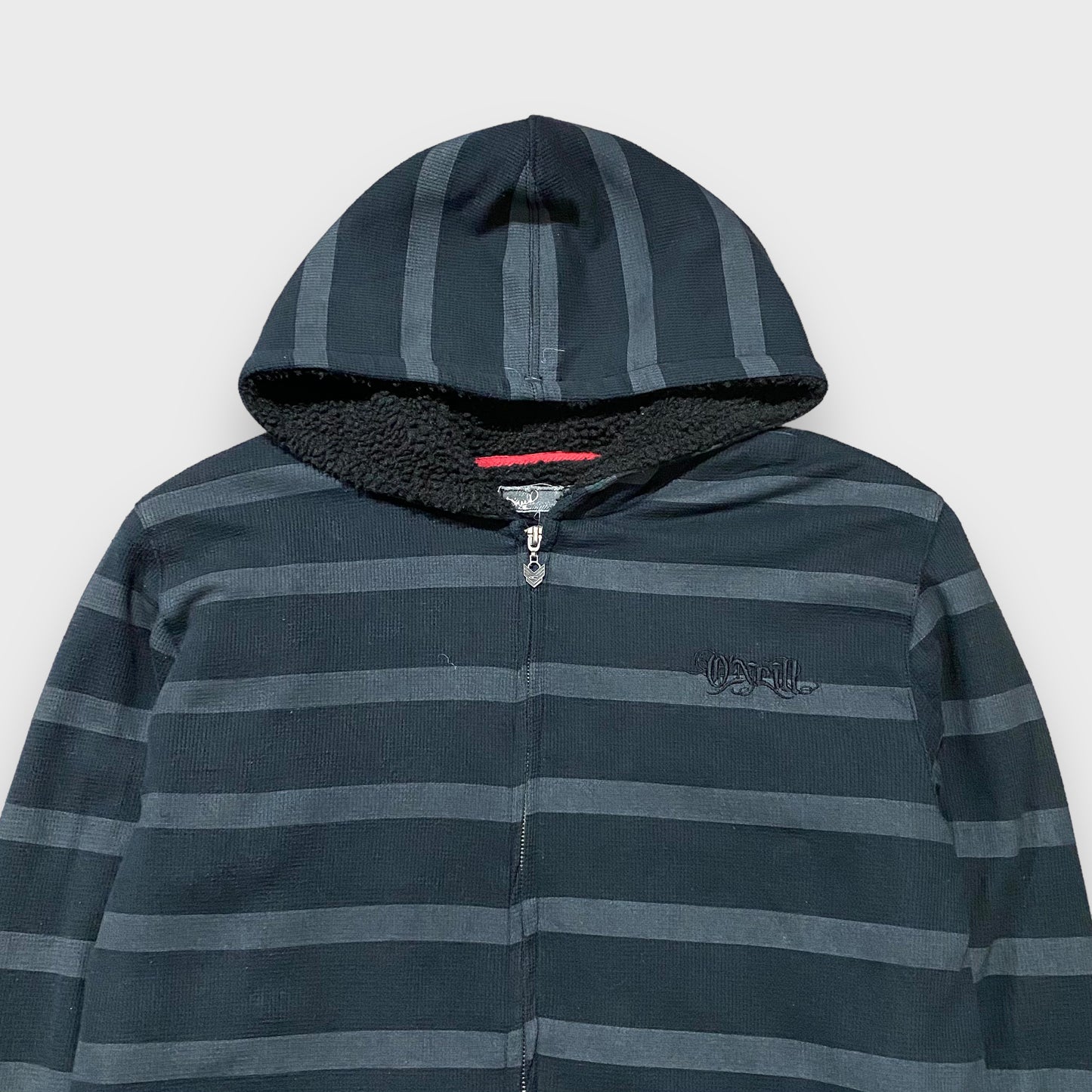 "ONEAL"Border pattern wool lining hoodie