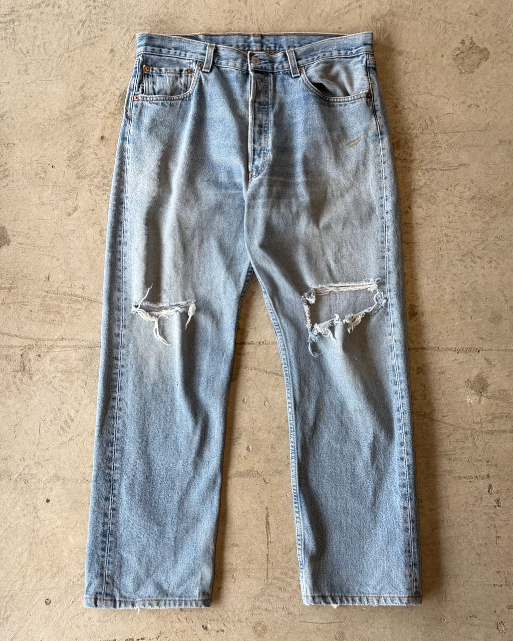 00’s Levi’s “501” damage denim pants 34×30