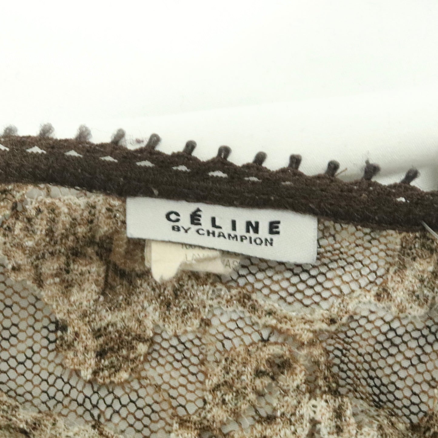 00's "celine by champion" lace up flower design blouse