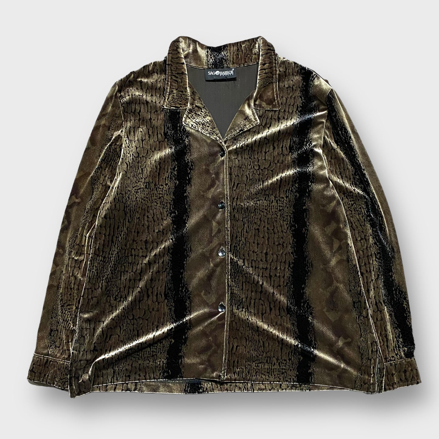 90's "SAG HARBOR" Python pattern velour shirt