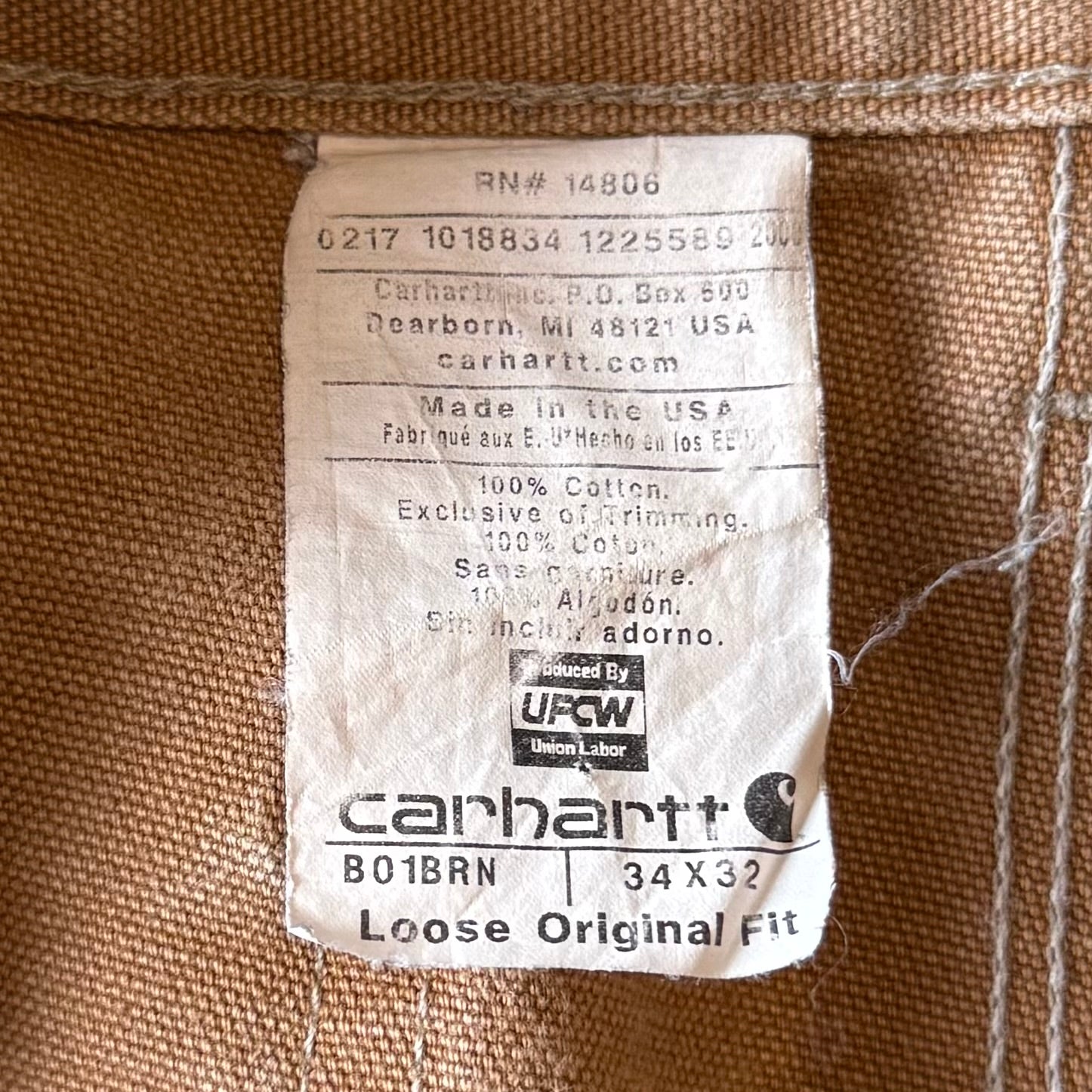 00's "Carhartt"faded double knee work wear pants 34×32