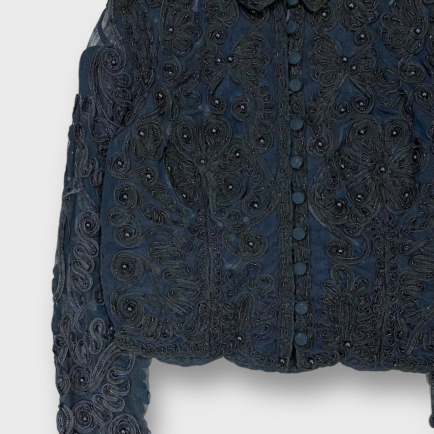 "CAche" Embroidery sheer shirt jacket