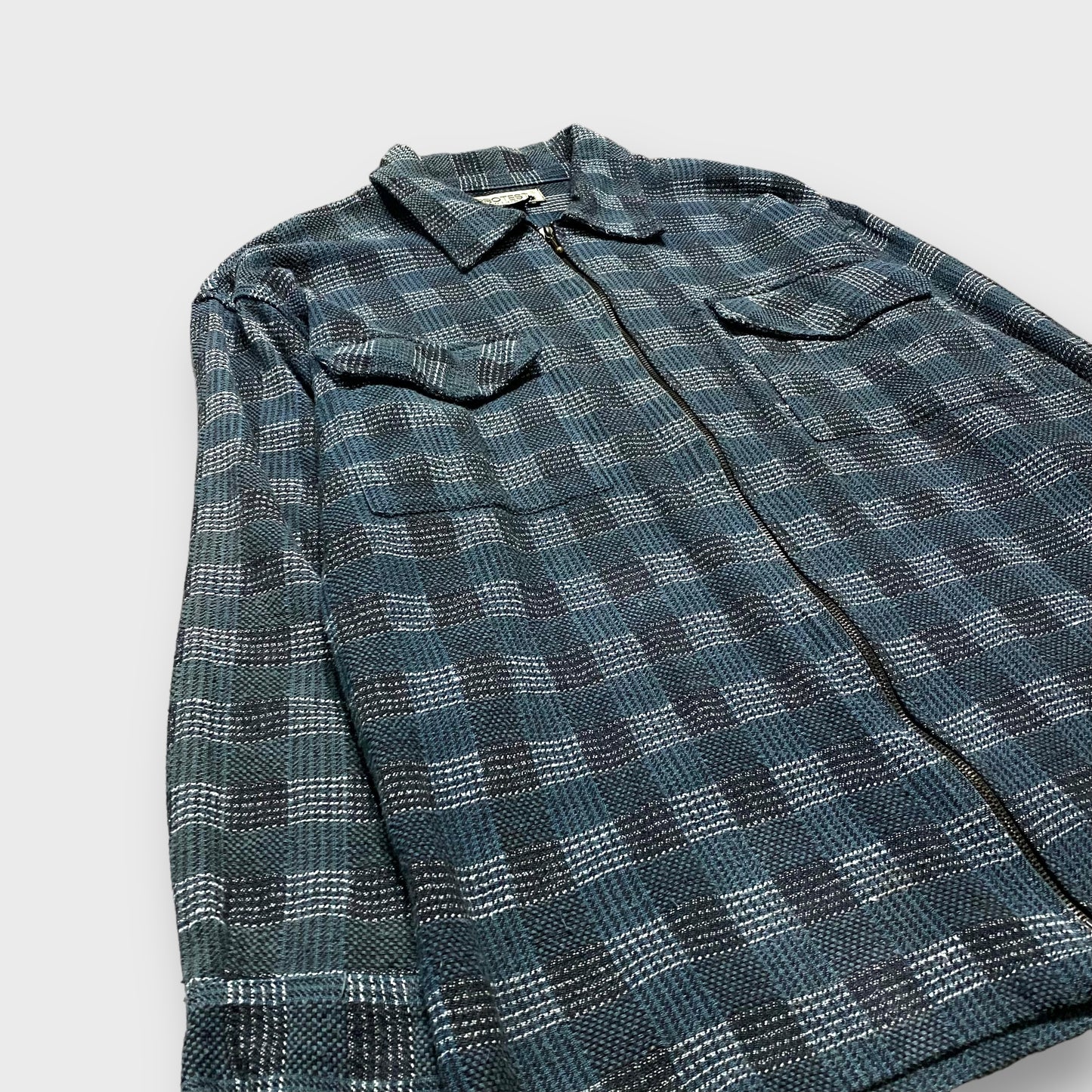 Plaid pattern zip up jacket