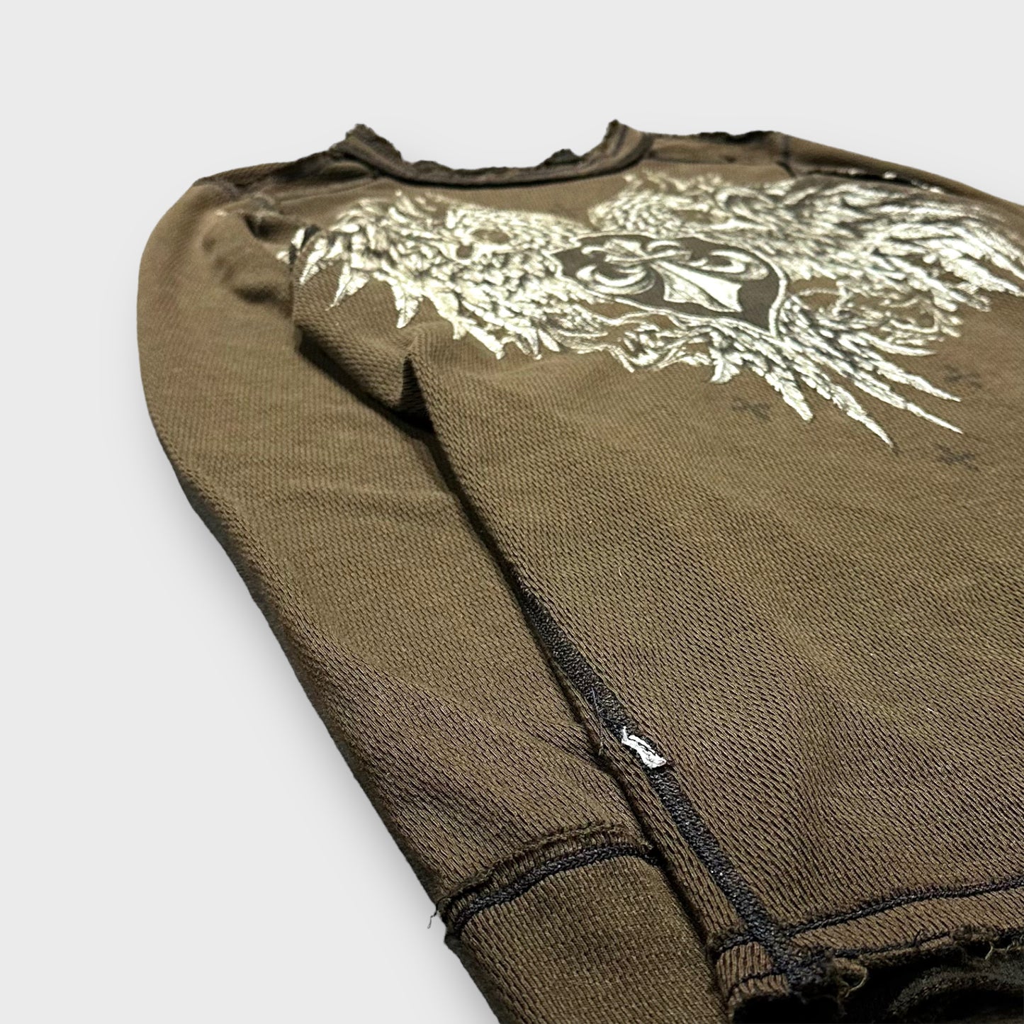 AFFLICTION Wing design thermal knit sweater